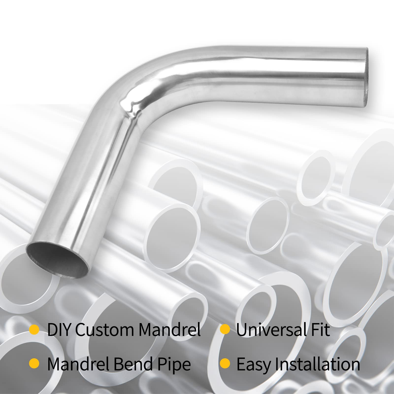 Fgjqefg 3.5 Inch 90 Degree Diy Custom Mandrel Exhaust Pipe Tube Pipe, T304 Stainless Steel, Universal Fit, 23.6 Inch End To End Length, 3.5'' Od Mandrel Bend Pipe 2Pcs