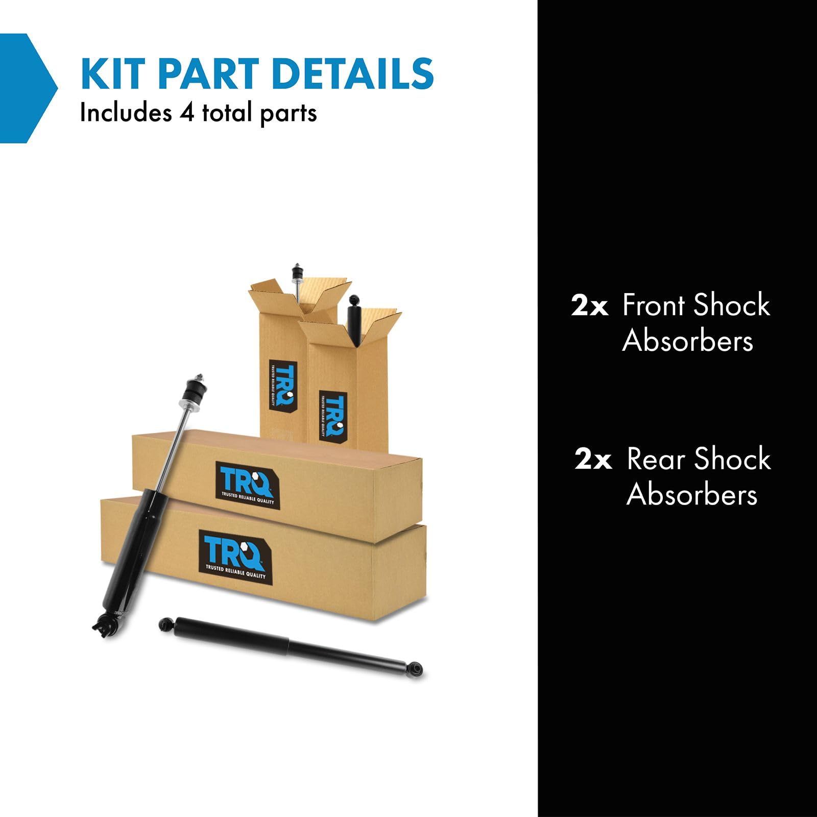 Trq Front And Rear Shock Absorber Set Compatible With 1988-2000 Chevrolet C2500 1992-1999 C2500 Suburban 1996-2022 Express 2500