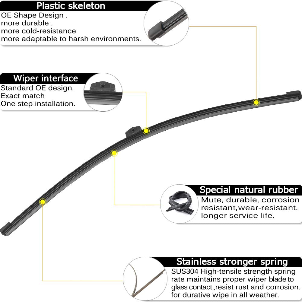 Oem Windshield Wiper Blade Replacement For Audi Q7 Sq7 2017 2018 2019 2020 2021 2022 2023 Original Equipment All-Season Rear Wip