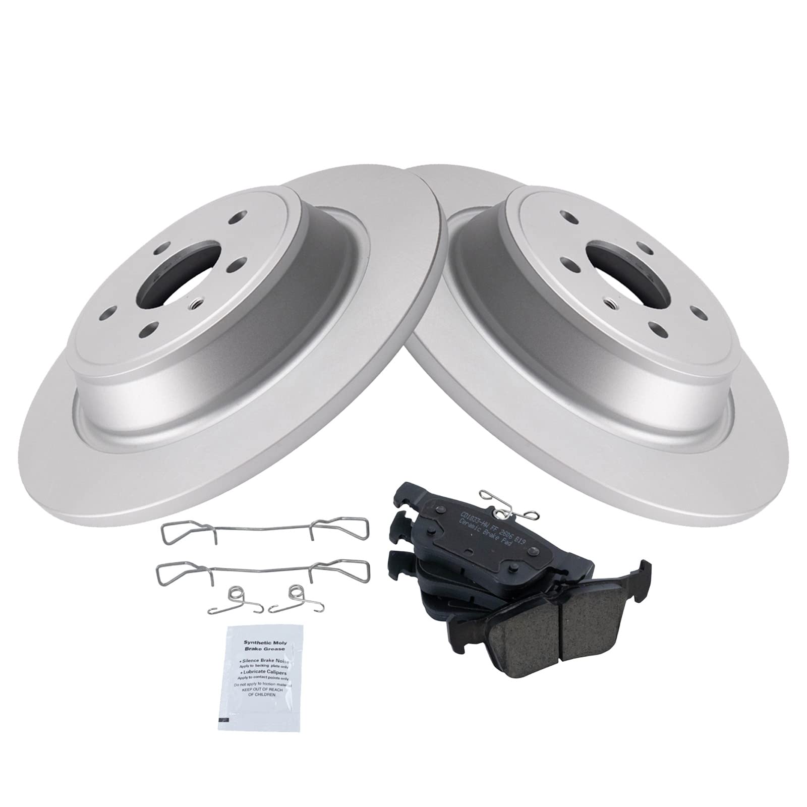 Trq Rear Brake Pad & Rotor Kit Brake Pads Brake Rotor Ceramic Premium G-Coated Compatible With 2017-2019 Ford Escape 2013-2018 F