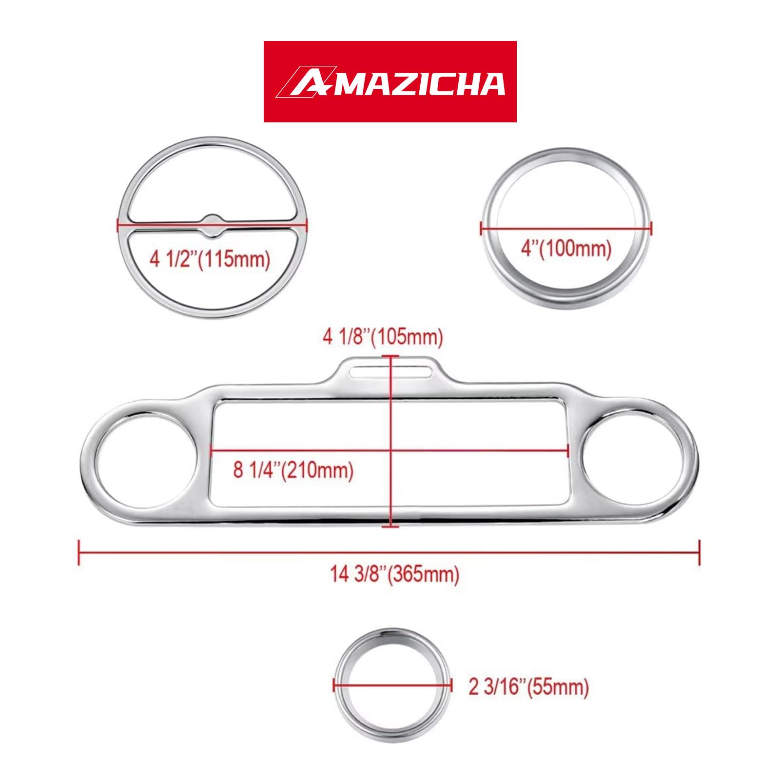 9 Pcs Stereo Accent Speedometer Speaker Trim Loop Set Compatible For Harley Davidson Electra Street Glide Ultra Classic Models 1