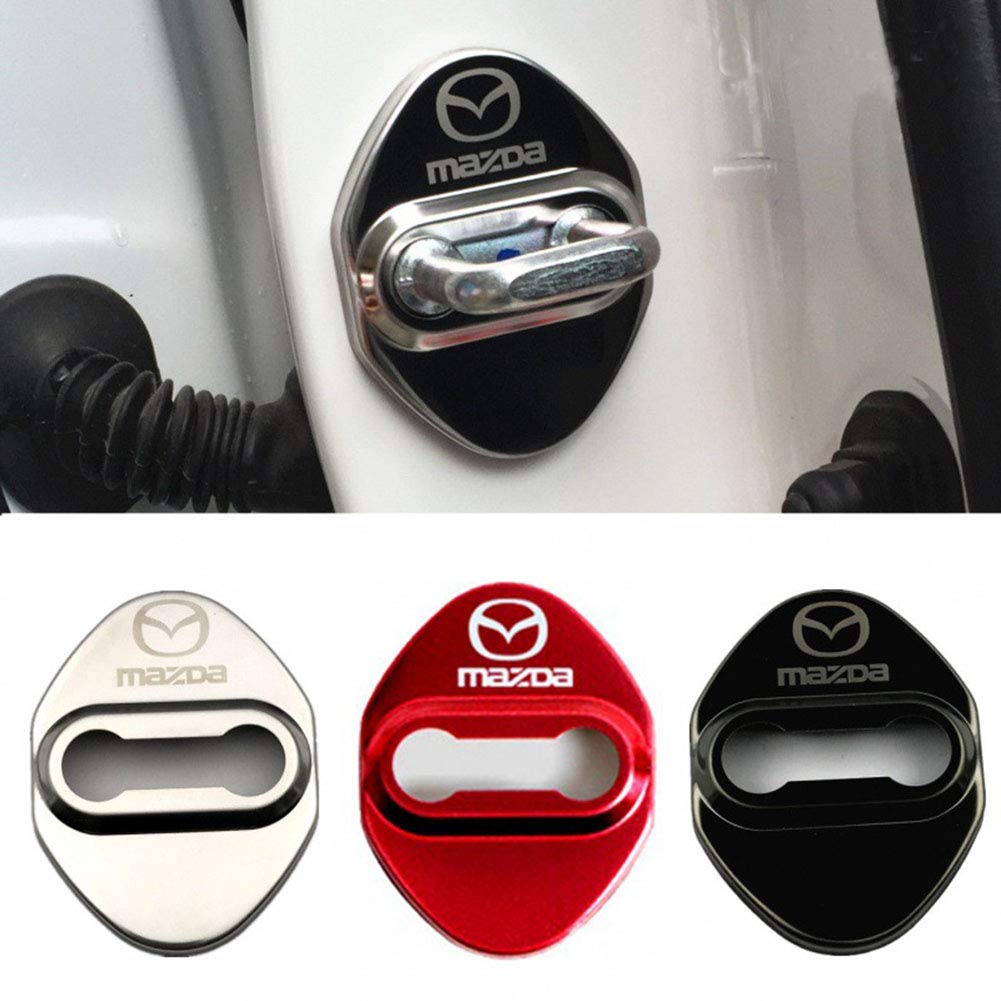 MAXDOOL Stainless Steel Car Door Lock Latches Cover Protector - Pack of 4, Silver, Model DL-MZD for Mazda 3, 6, Miata MX-5, CX-3