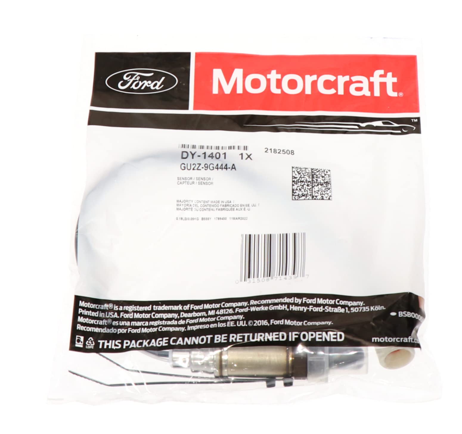 Motorcraft Dy1401 Exhaust Gas Sensor