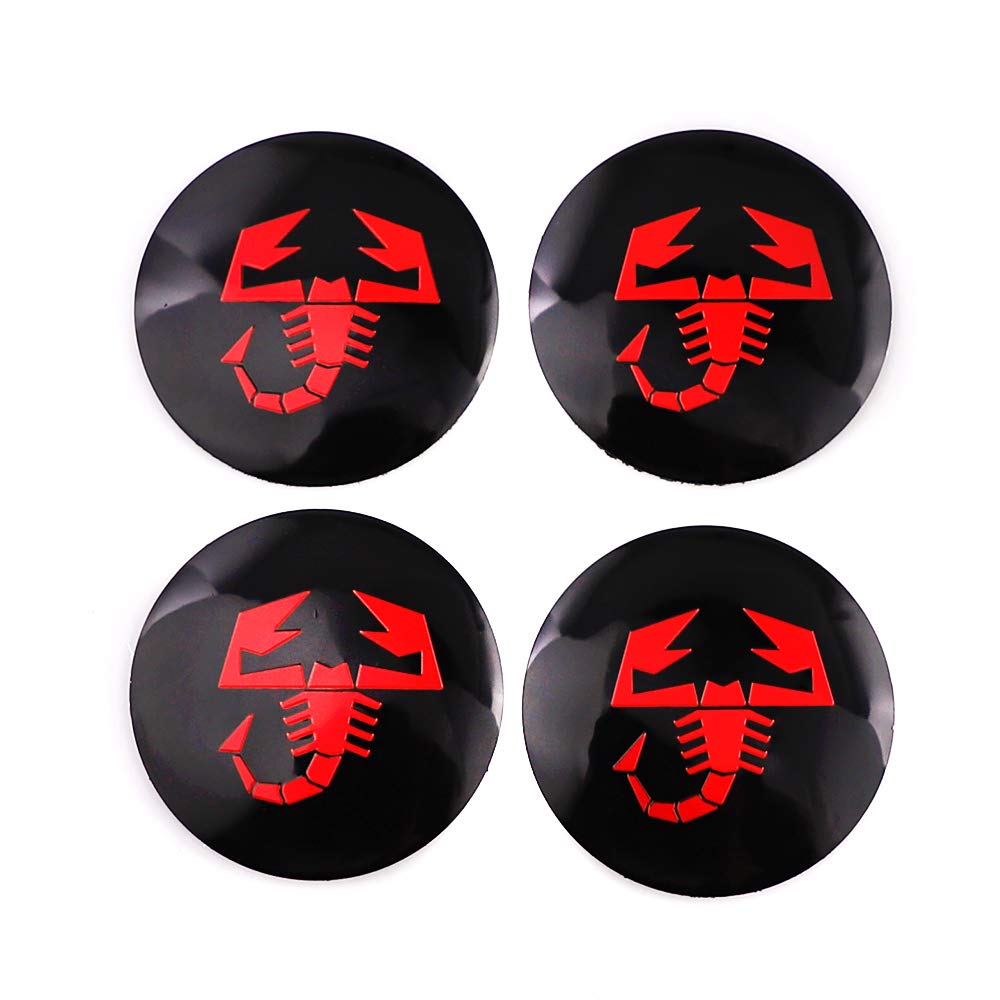 4X 2.2'' Wheel Hub Caps Centre Cover for Abarth Scorpion Logo Circular arc form 3D stereo Aluminum Alloy Waterproof Emblem Badge