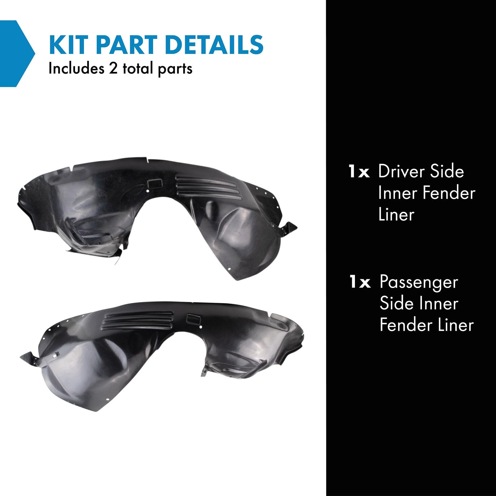 Trq Inner Fender Liner Set Compatible With 2009-2012 Lincoln Mks Fo1248140 Fo1249140
