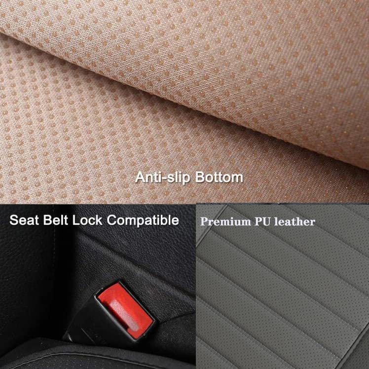 Edealyn Universal Car Seat Cover Pu Leather Car Seat Cushion Driver Seat Cover With Backrest - Car Front Seat Protector Fits 95%