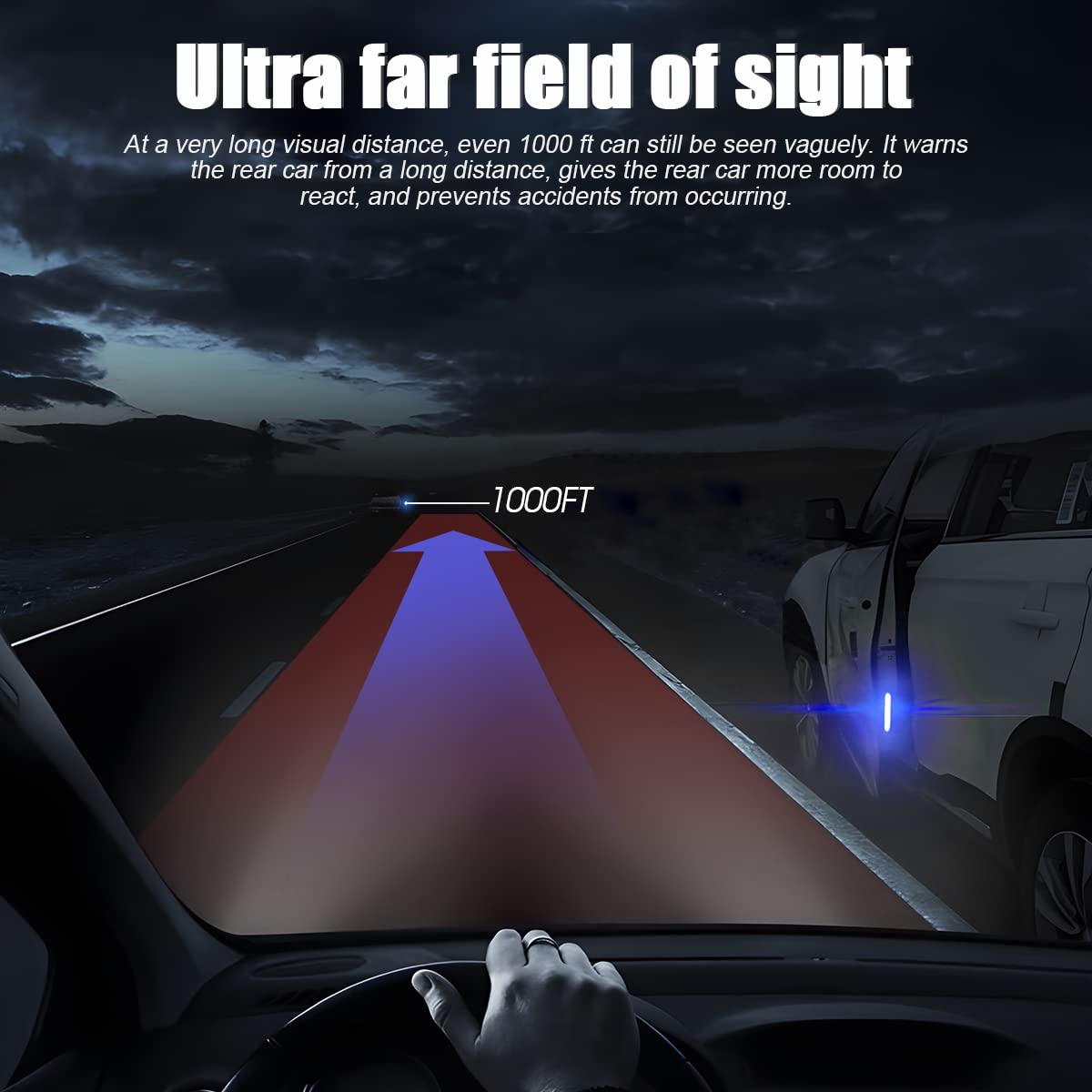 4Pcs Reflective Open Warning Stickers For Car Door, Night Visibility Auto Safety Prompt Decals, 3.6 Inch Anti-Collision Protecti