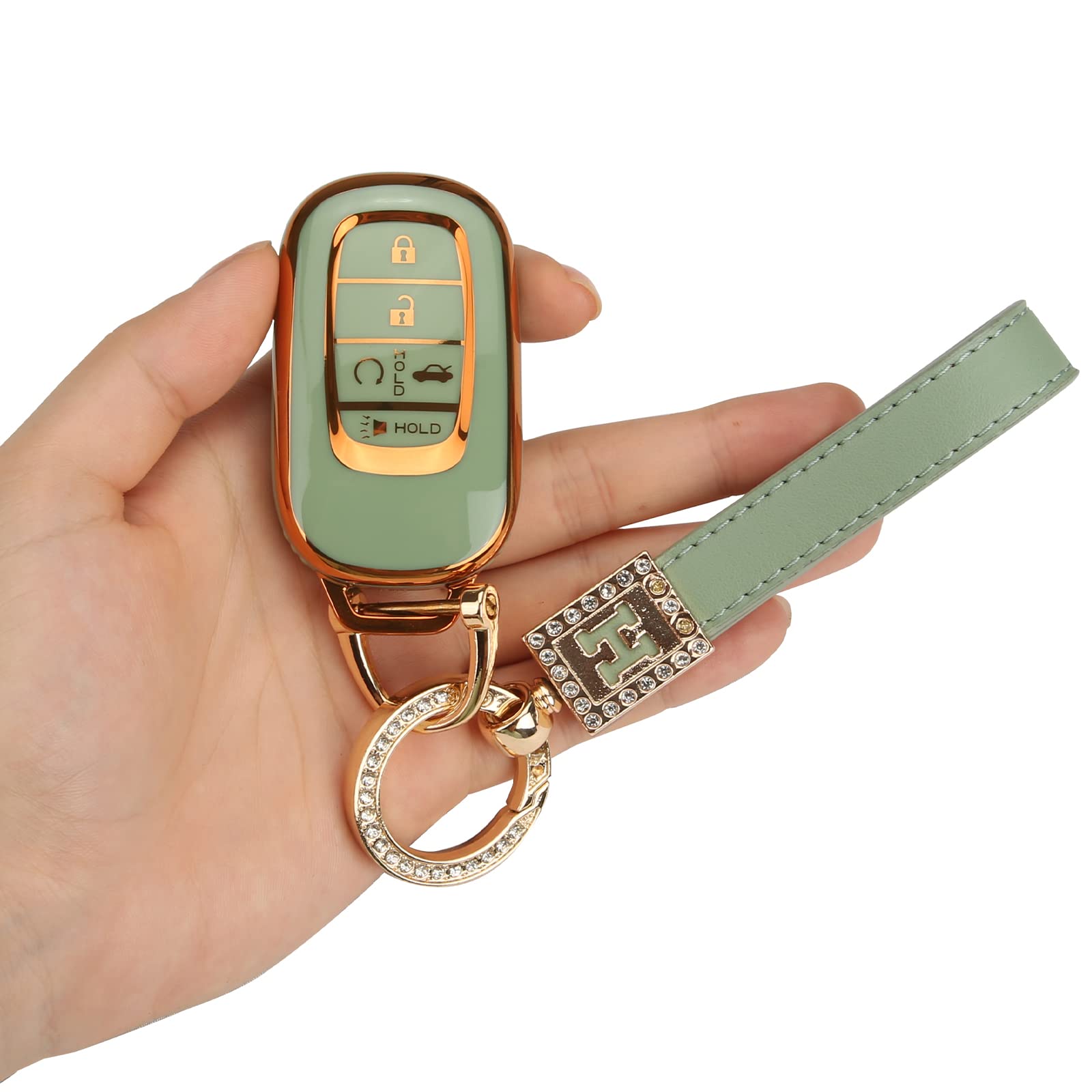 Ft-Bh For 2022 Honda Key Fob Cover With Keychain, For Honda Accord Civic Smart Remote Key Fob Case