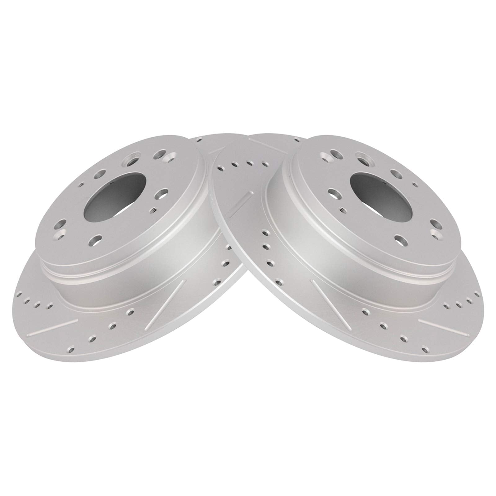 Trq Rear Performance Brake Rotors Set Solid Premium G-Coated Cross Drilled & Slotted Compatible With 2004-2008 Acura Tl 2003-201