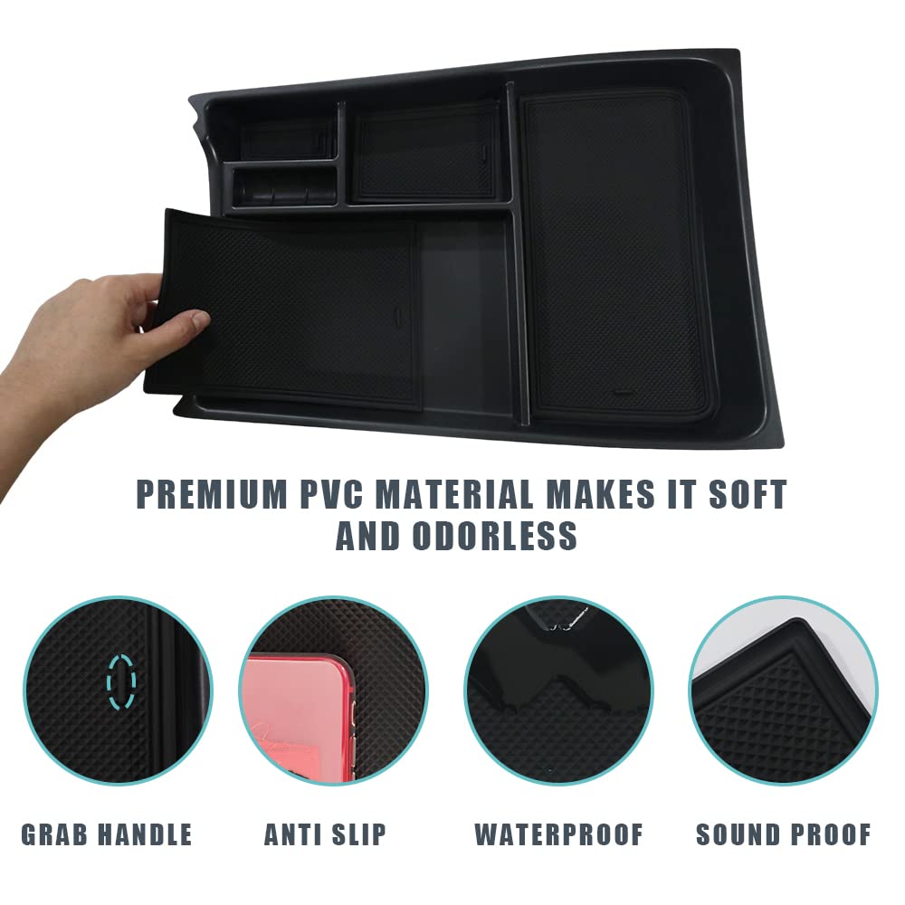 Bestevmod For Rivian R1T & Rivian R1S Lower Center Console Organizer Tray Interior Accessories Storage Box Abs Material With Pvc