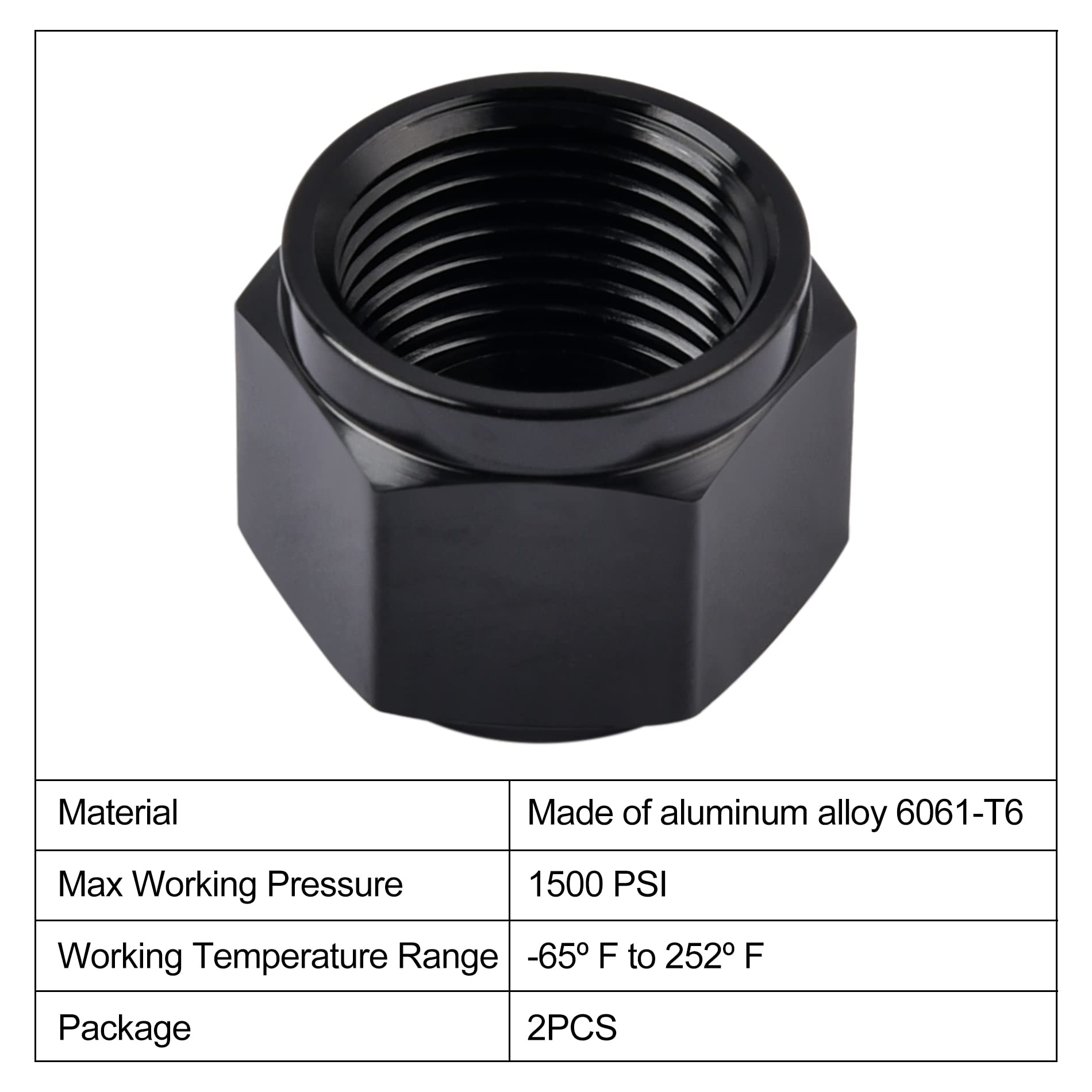 Evil Energy 12An Flare Cap Block Off Fitting Plug Black 2Pcs