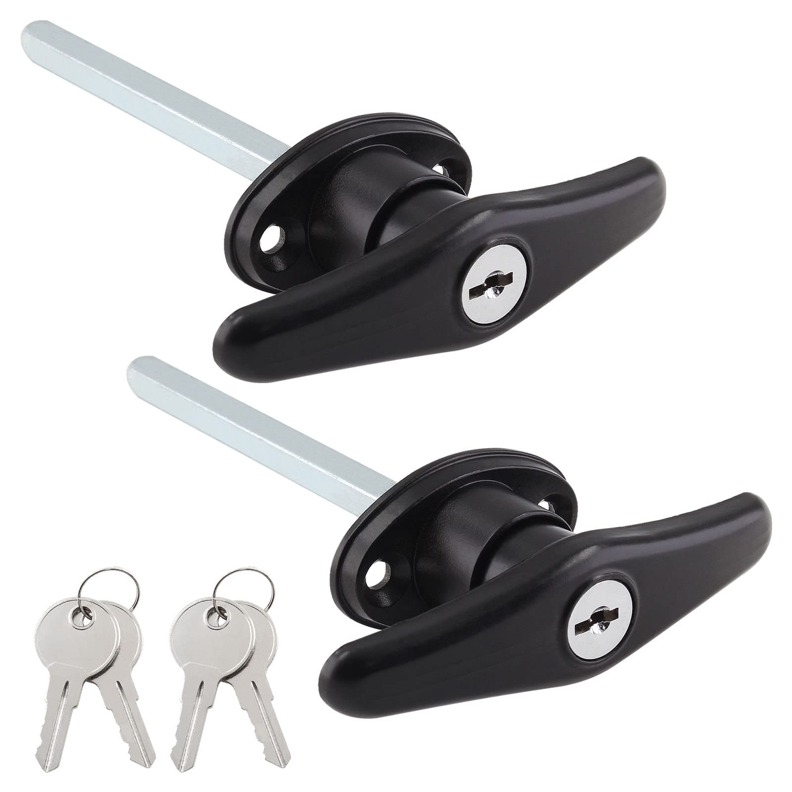Qjaiune Truck Cap Locking T-Handles 2 Pack Camper Topper Lock, Camper Shell Locks And Keys T-Handle Canopy Replacement Lock, Black T Handle Garage Lock Blind Mount Locking T-Handle Leer Lock