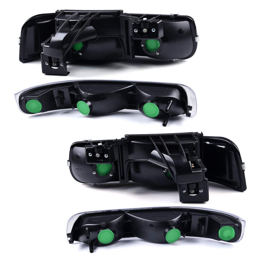 Cheda Headlight Assembly Turn Signal Lamp Fit Chevy Silverado 1500/2500 99-02 / Suburban 1500/2500/Tahoe 00-06(Clear Lens Chrome