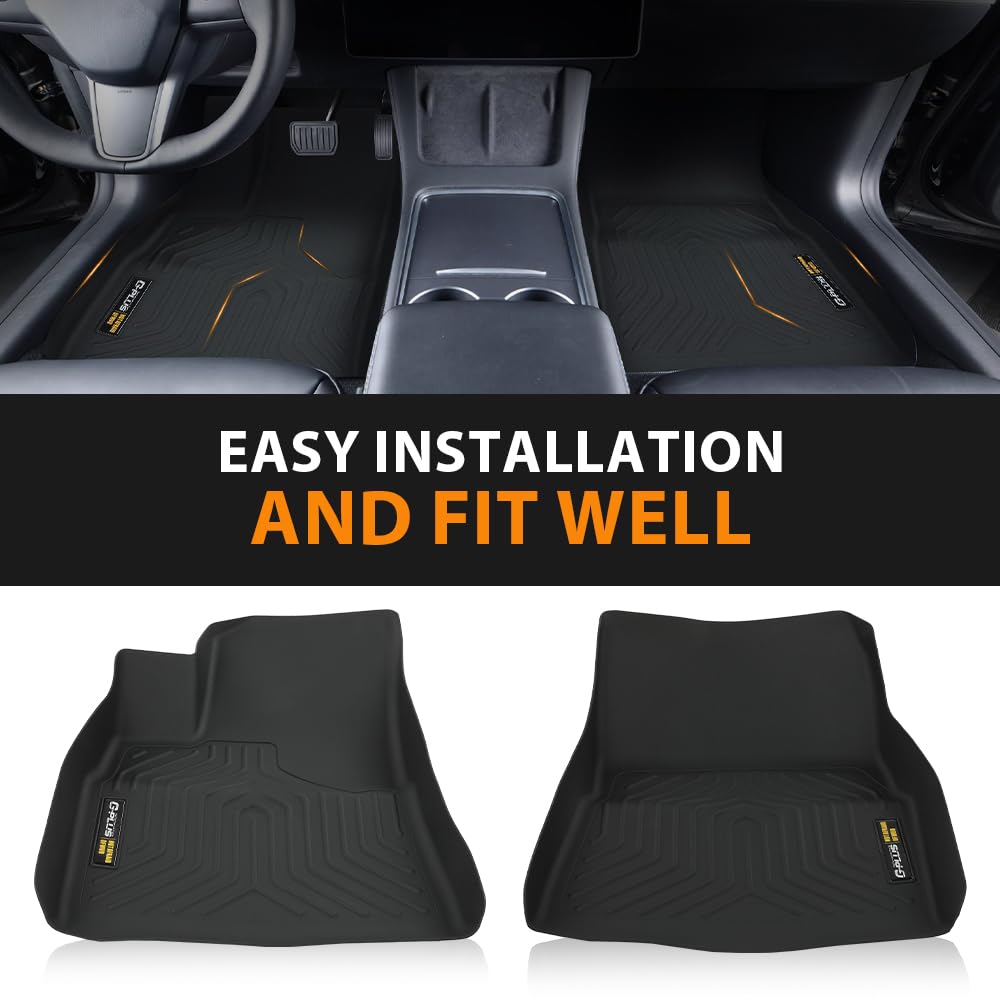 3PCS G-PLUS Floor Mats, Compatible with Tesla Model 3 2017-2023 Sept Old Style, NOT Fit 2023 Oct-2024 New Model,1st & 2nd Row Ca