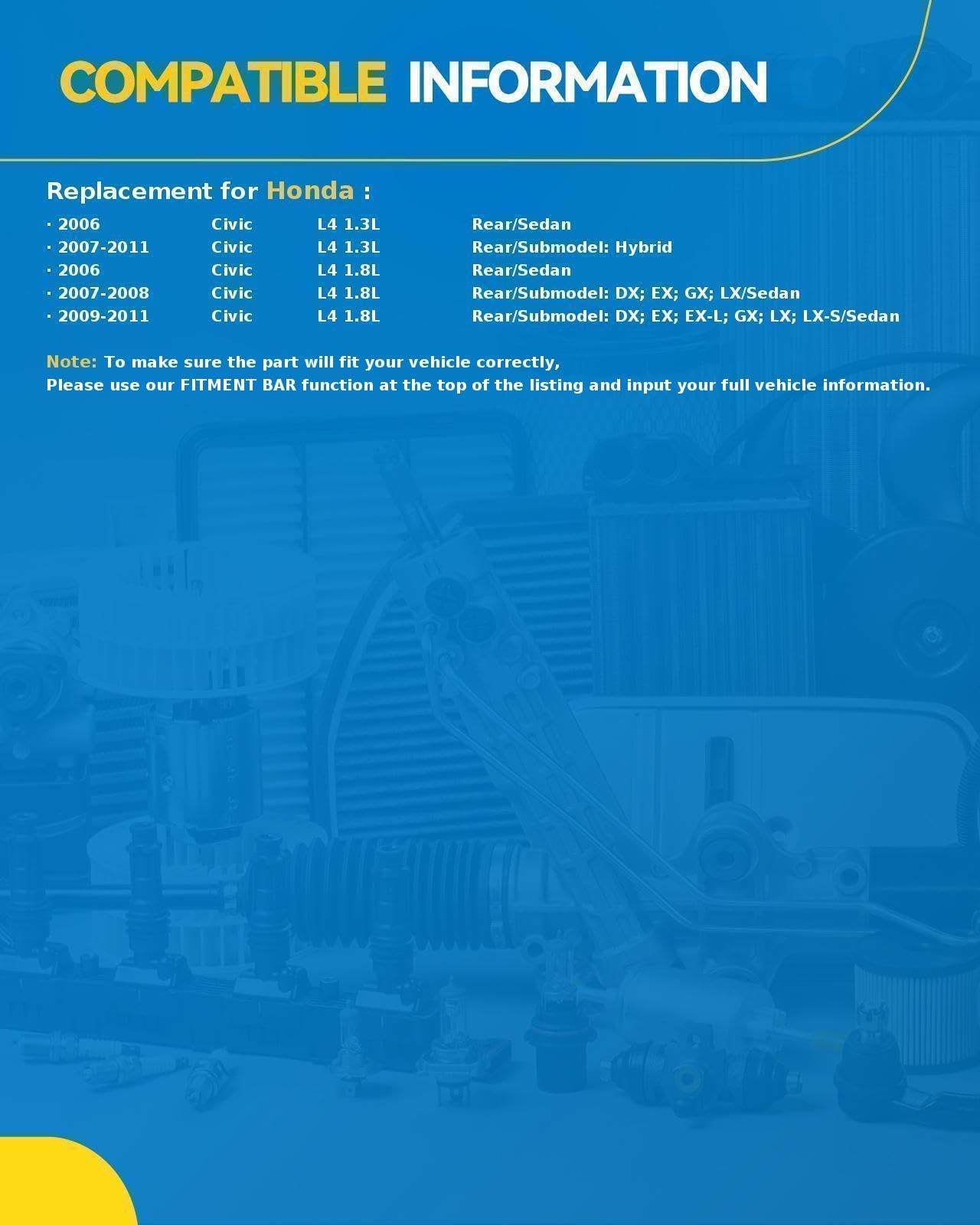 Philtop Rear Struts Shock Absorber Fit For Civic 2006-2011, Complete Struts With Coil Spring Assembly, Quick Suspension Loaded S