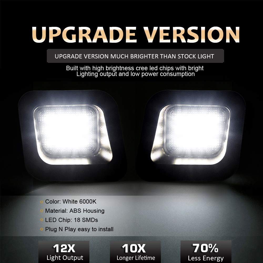 D-Lumina Led License Plate Lights Assembly Smoke Lens Compatible With 2003-2018 Dodge Ram 1500 2500 3500 Pickup Truck, 6000K Dia