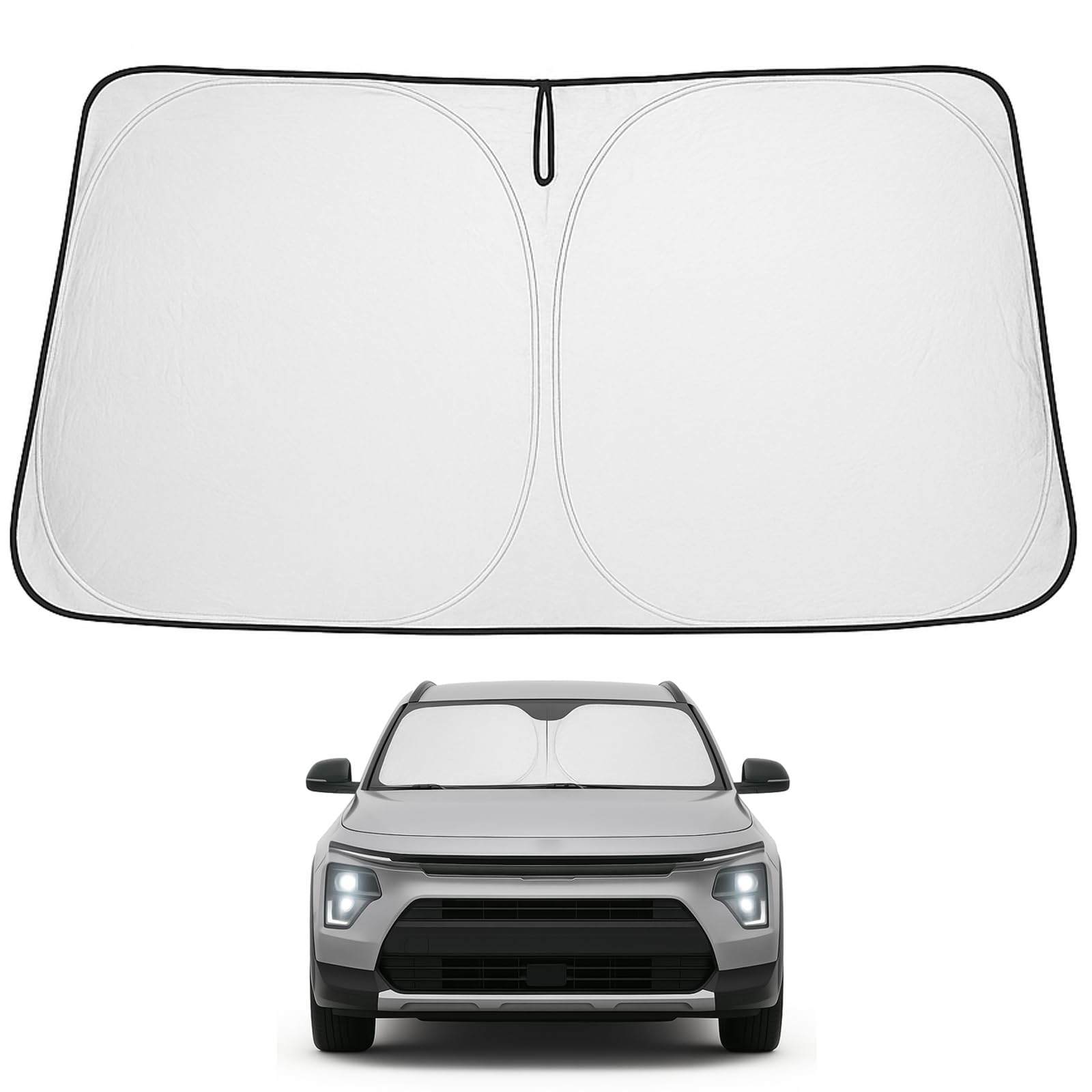 Proadsy 2025 Upgrade Windshield Sun Shade Custom Fit Kia Niro 2017-2022 4-Layer Foldable Front Sunshade Protector Sun Visor Bloc