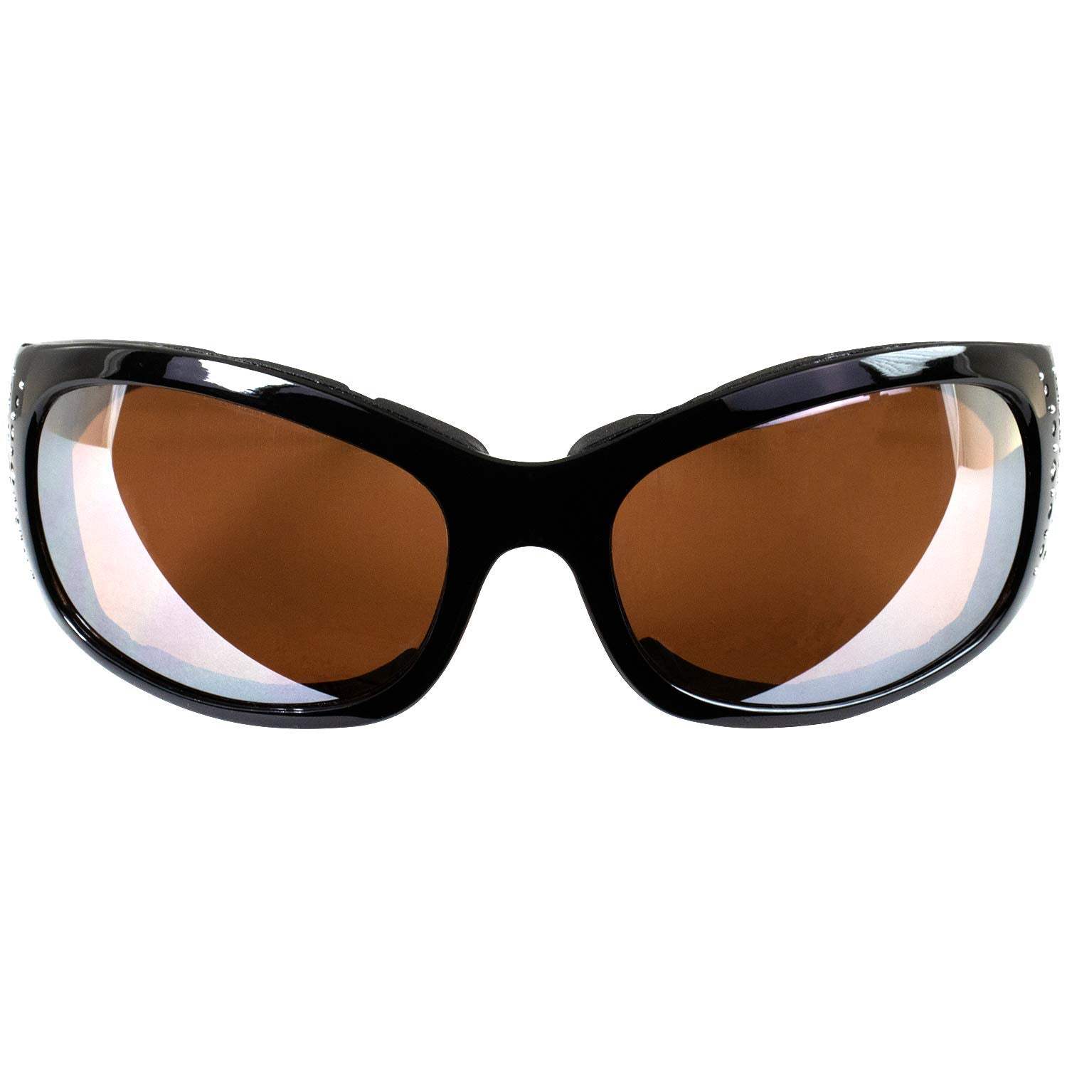 Global Vision Eyewear Marilyn 2 Plus Motorcycle Glasses For Women Black Frame Bling-Ed Out With Rhinestones