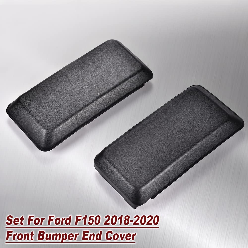 PIT66 Front Bumper End Cover, Compatible with Ford F150 2018-2021 Bumper Guards Inserts Pads End Caps Cover Set Black