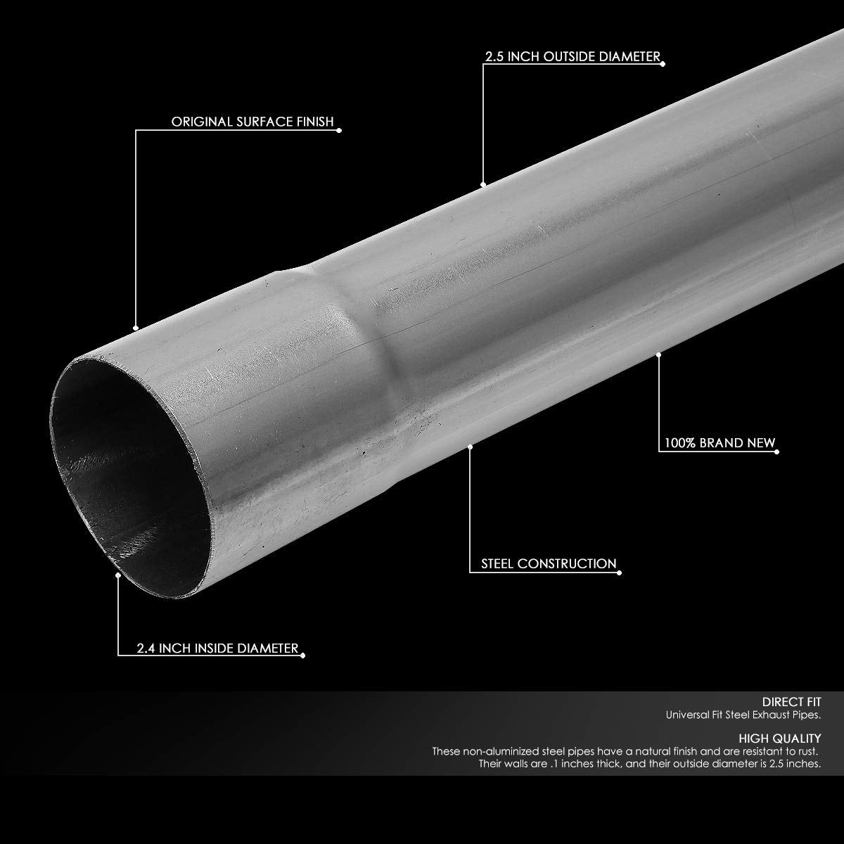 Dna Motoring Ztl-25Raw 16 Pcs 2.5 Inches Mild Steel Diy Custom Exhaust Tubing Mandrel Bend Pipe Straight & U-Bend Kit, Universal