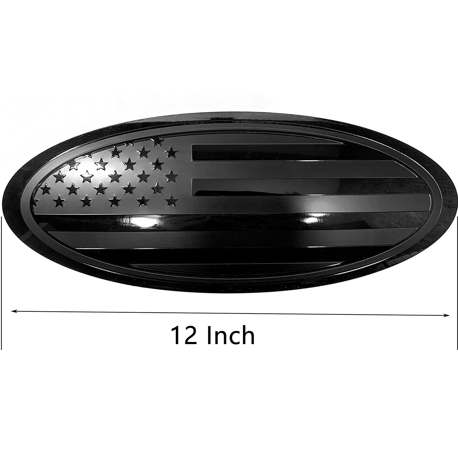 Sadkunf 12 Inch Emblem Overlay Replacement For Ford F250 F350 Super Duty Front Grille Tailgate Rear Aluminum Overlay American Black Flag Emblem Sticker (12" Black)