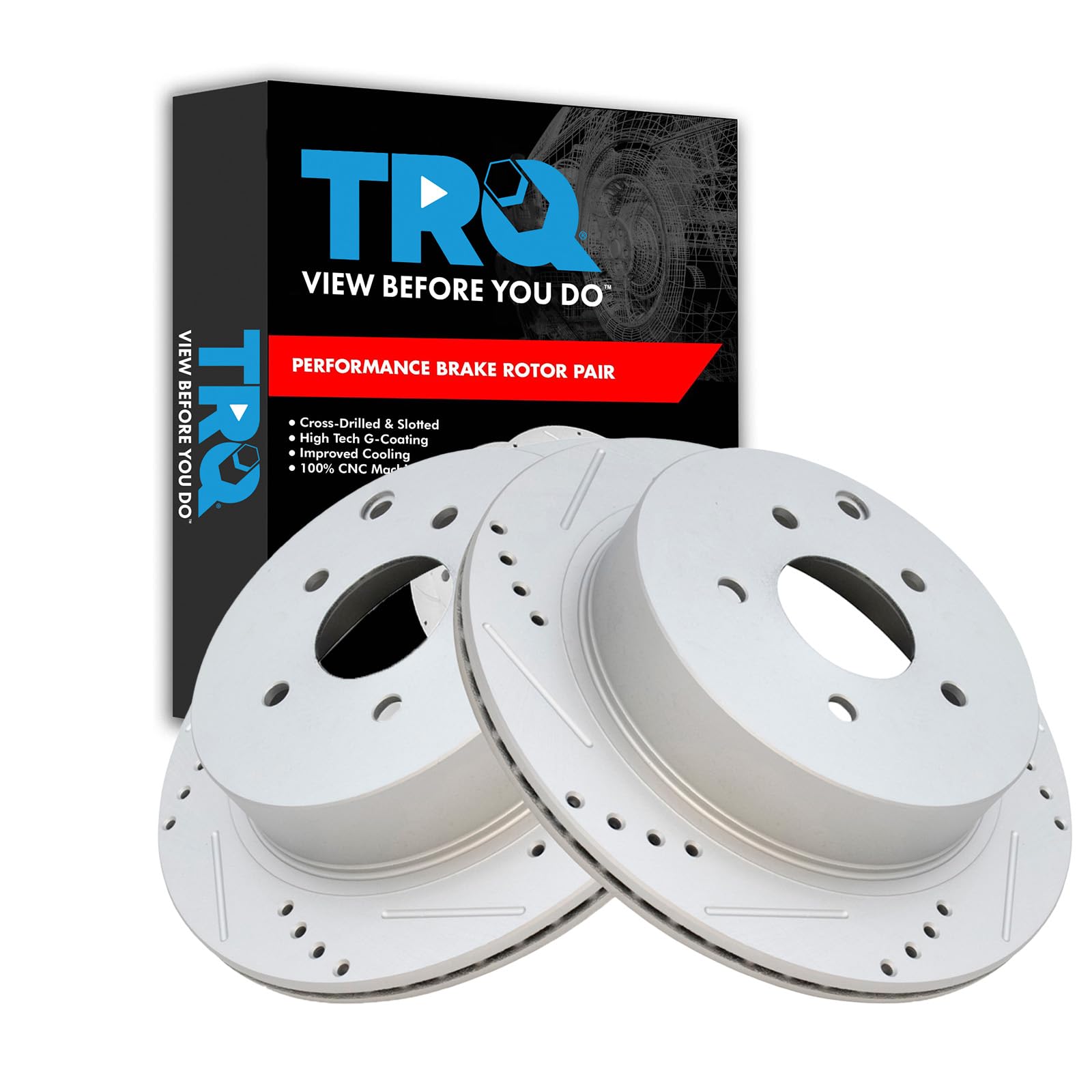 Trq Rear Performance Brake Rotor Drilled Slotted Pair Set For Fx35 / Fx37 / Fx45 / Jx35 / M35H / M37 / M56 / Murano/Pathfinder /