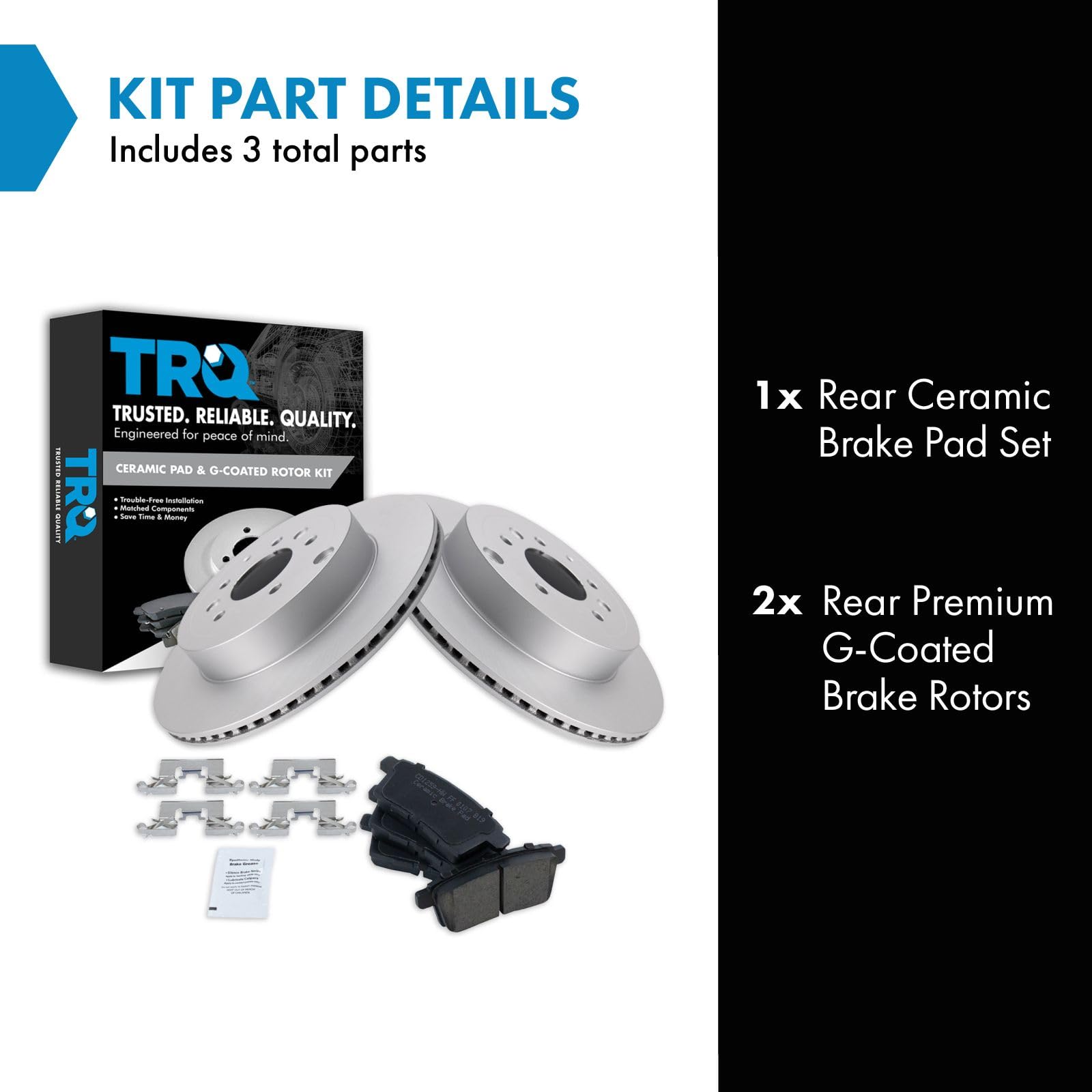 Trq Rear Brake Pad & Rotor Kit Brake Pads Brake Rotor Ceramic Premium G-Coated Compatible With 2007-2015 Mazda Cx-9