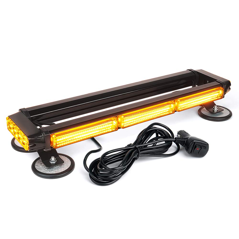 Xprite Amber Cob Led Rooftop Strobe Flashing Light Bar Double Side 21 High Visibility Emergency Hazard Warning Beacon Lights W/Magnetic Base For Safety Vehicles Tow Trucks Pickup Cars Snowplow