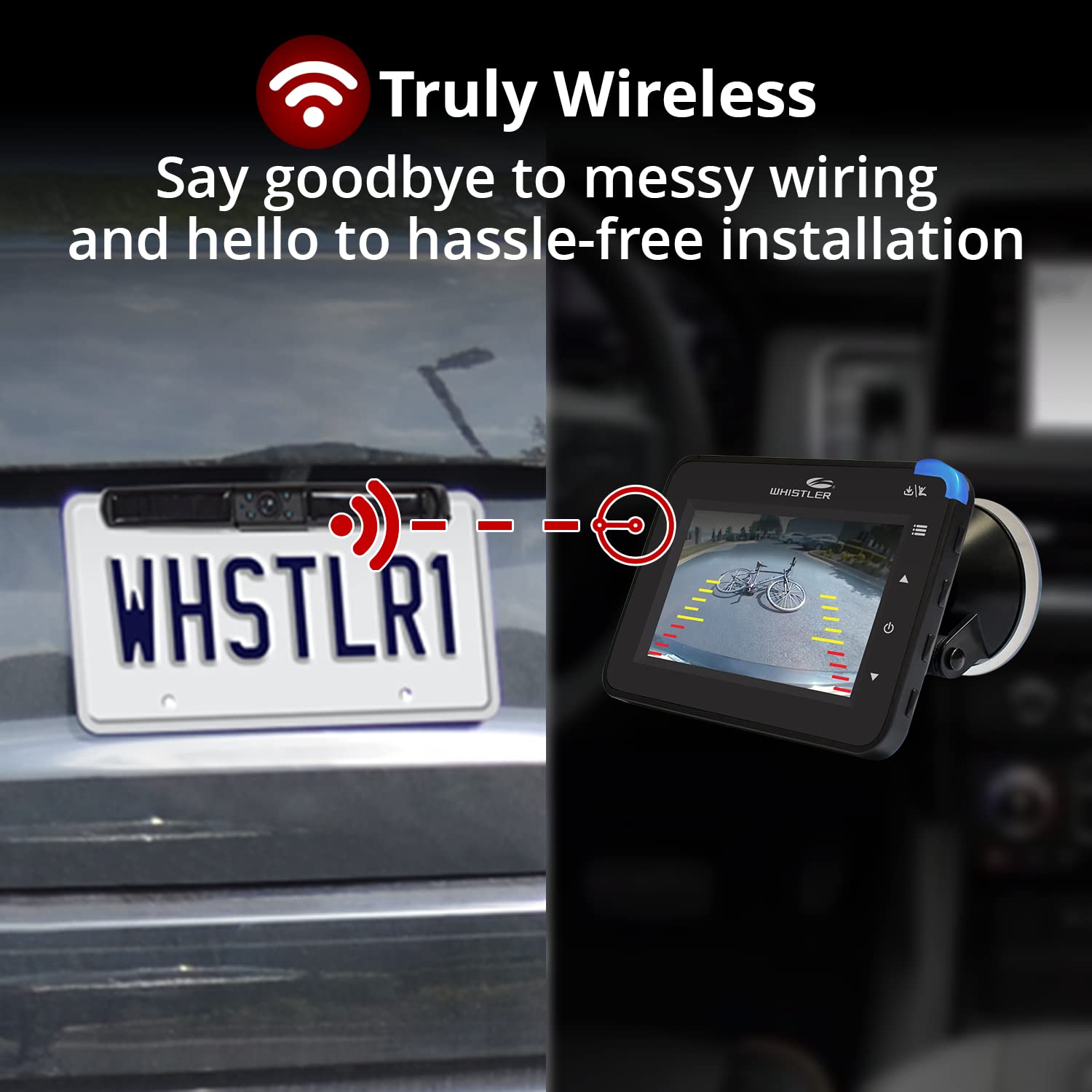 Whistler Backup Camera with 4.3" LCD Monitor, IP65 Weather Resistant, Solar Charging, 110° Wide View, Black