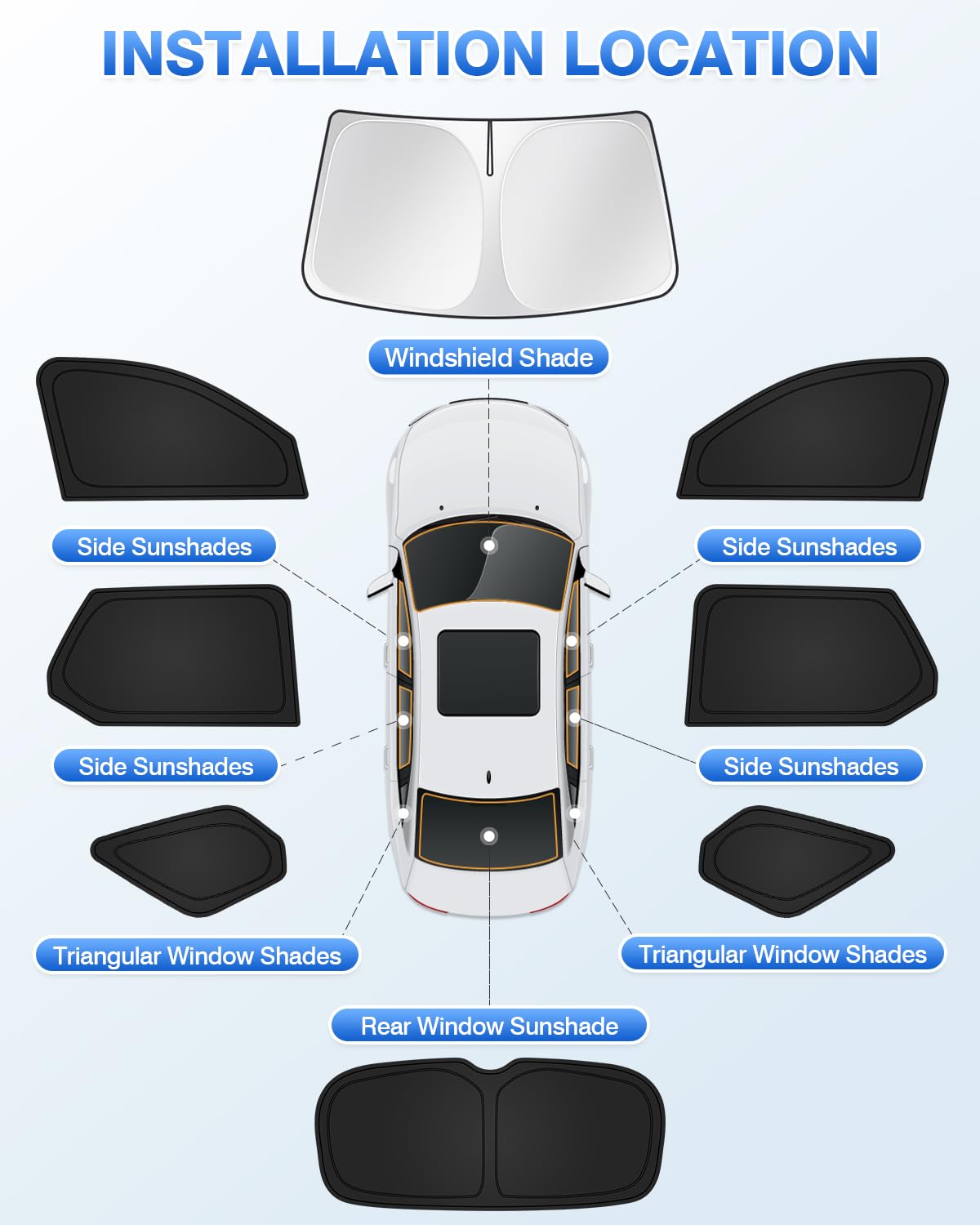 Canvcle Sunshades For 2023-2025 Honda Pilot Accessories Windshield Sun Shade Side Rear Window Shade Cover Sun Visor Shield Priva