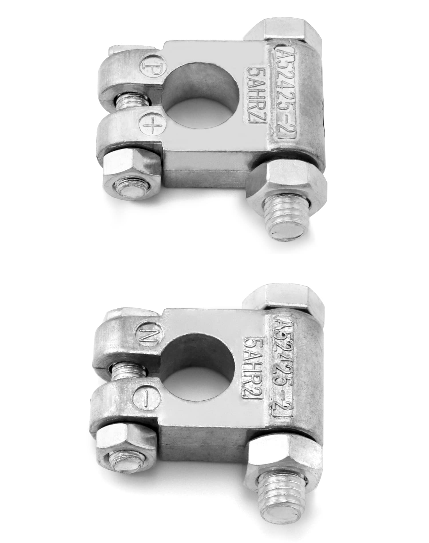 QWORK Military Spec Battery Terminals, 4 Pairs Negative and Positive Top Post Battery Connector for Marine Vehicles, Boats, RVs