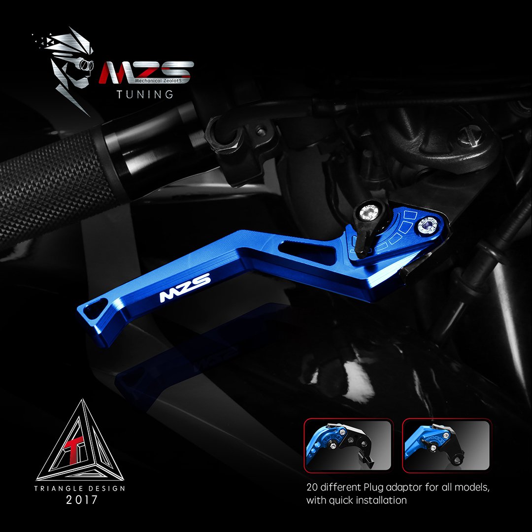 Mzs Motorcycle Clutch Brake Levers Short Adjustable Cnc Blue Compatible With Cbr 600 F2 F3 F4 F4I / Vtx1300 / Cb750 / Magna 750