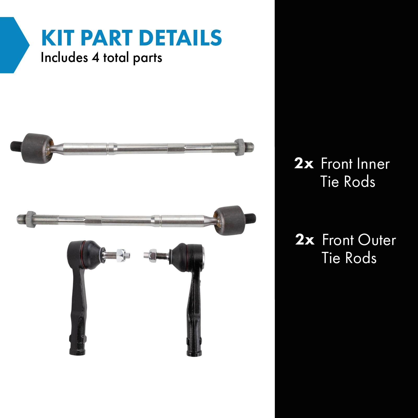 Trq Front Inner & Outer Tie Rod Set Driver & Passenger Side Inner & Outer Compatible With 2017-2020 Jeep Compass