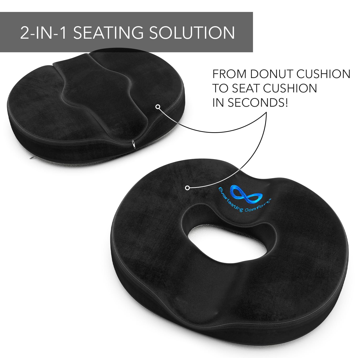 Everlasting Comfort Memory Foam Car Seat Cushion - Tailbone Pain Relief, Driving Seat Cushion For Short People - Office, Wheelch