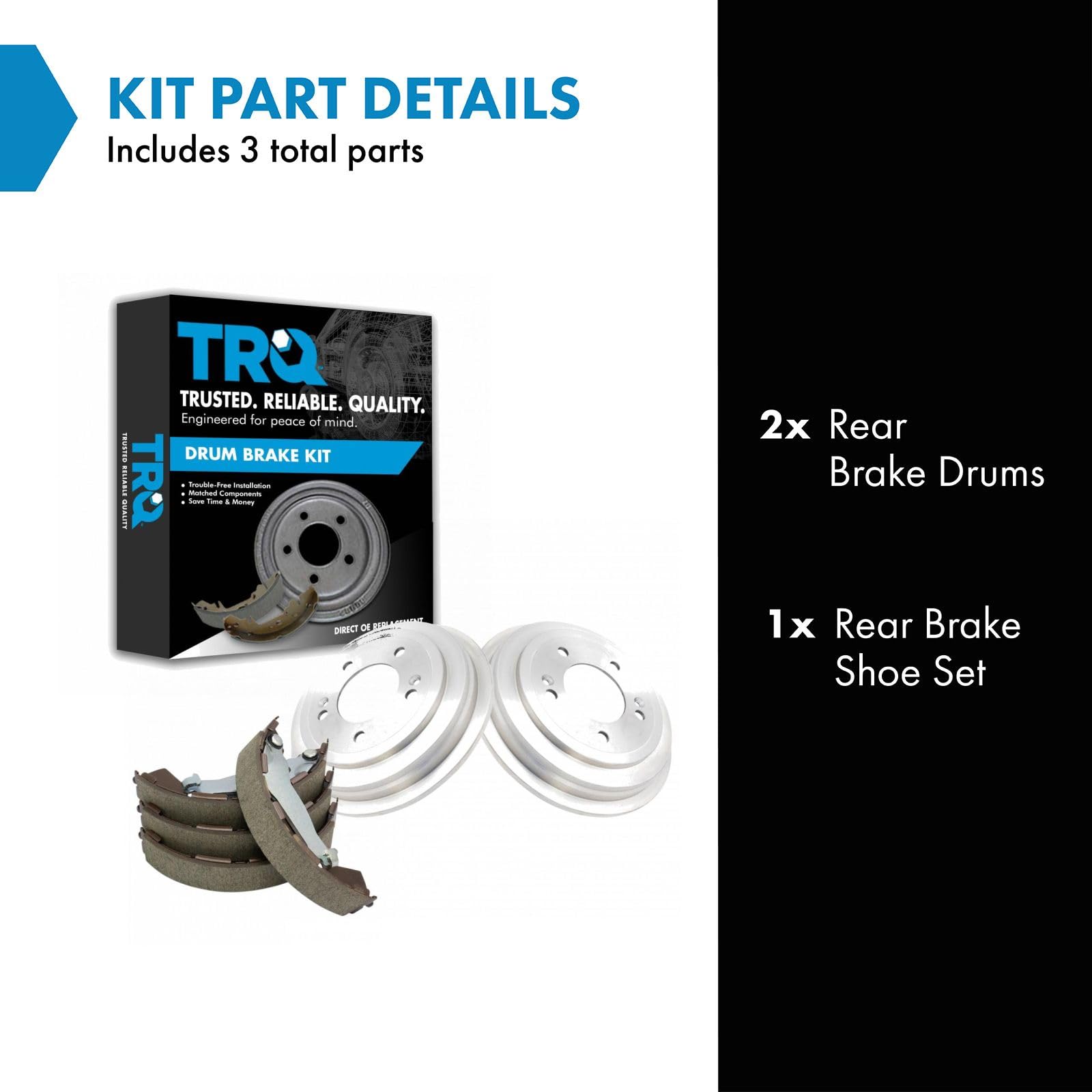 TRQ Rear Brake Shoe & Drum Kit Compatible with Hyundai Elantra Venue