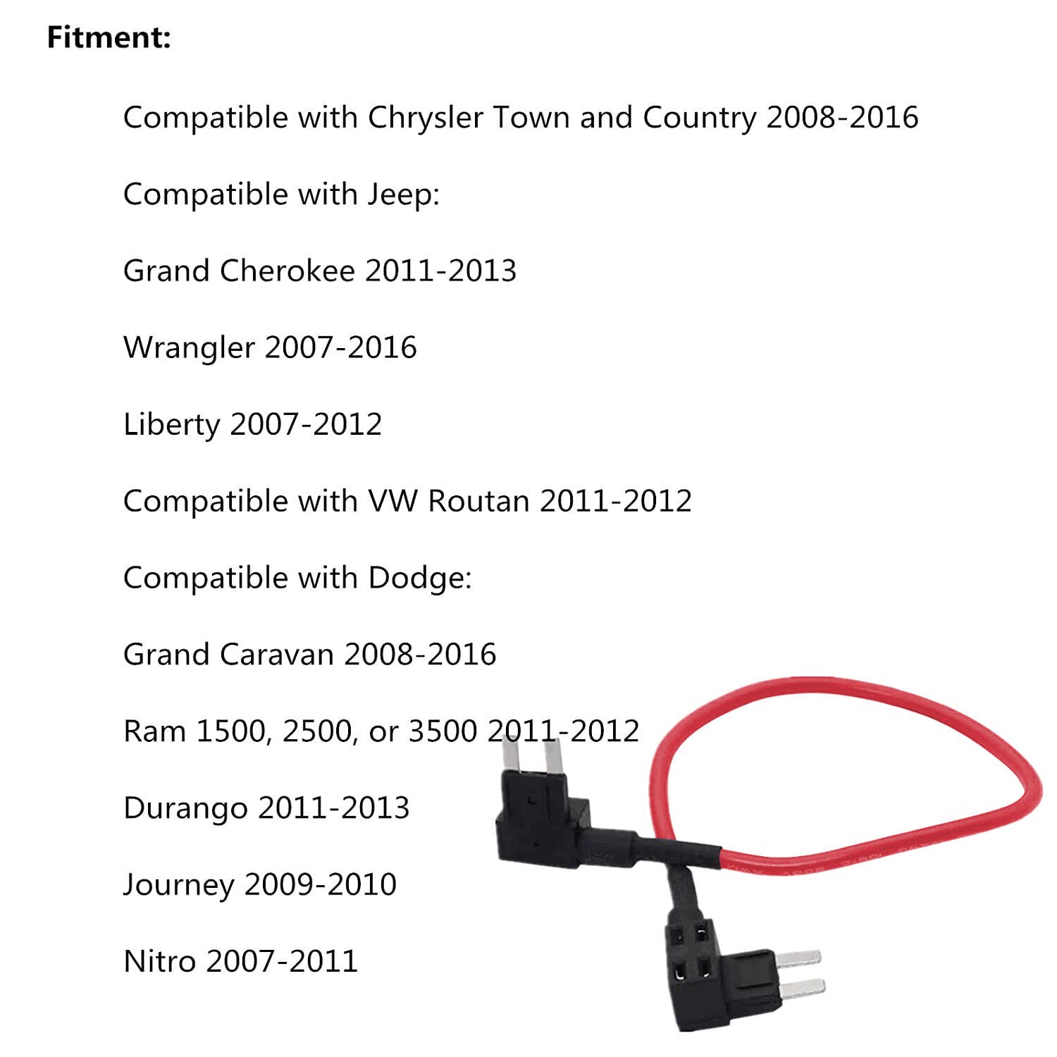 Secosautoparts Tipm Repair Fuel Pump Relay Bypass Cable Kit Fit For Dodge Ram 1500 2500 3500 Fit For Vw Fit For Chrysler Jeep Wrangler 2008-2016 Fuse Holder Fuse Adapter 14Awg Wire/20Amps Cbwpr091Aa