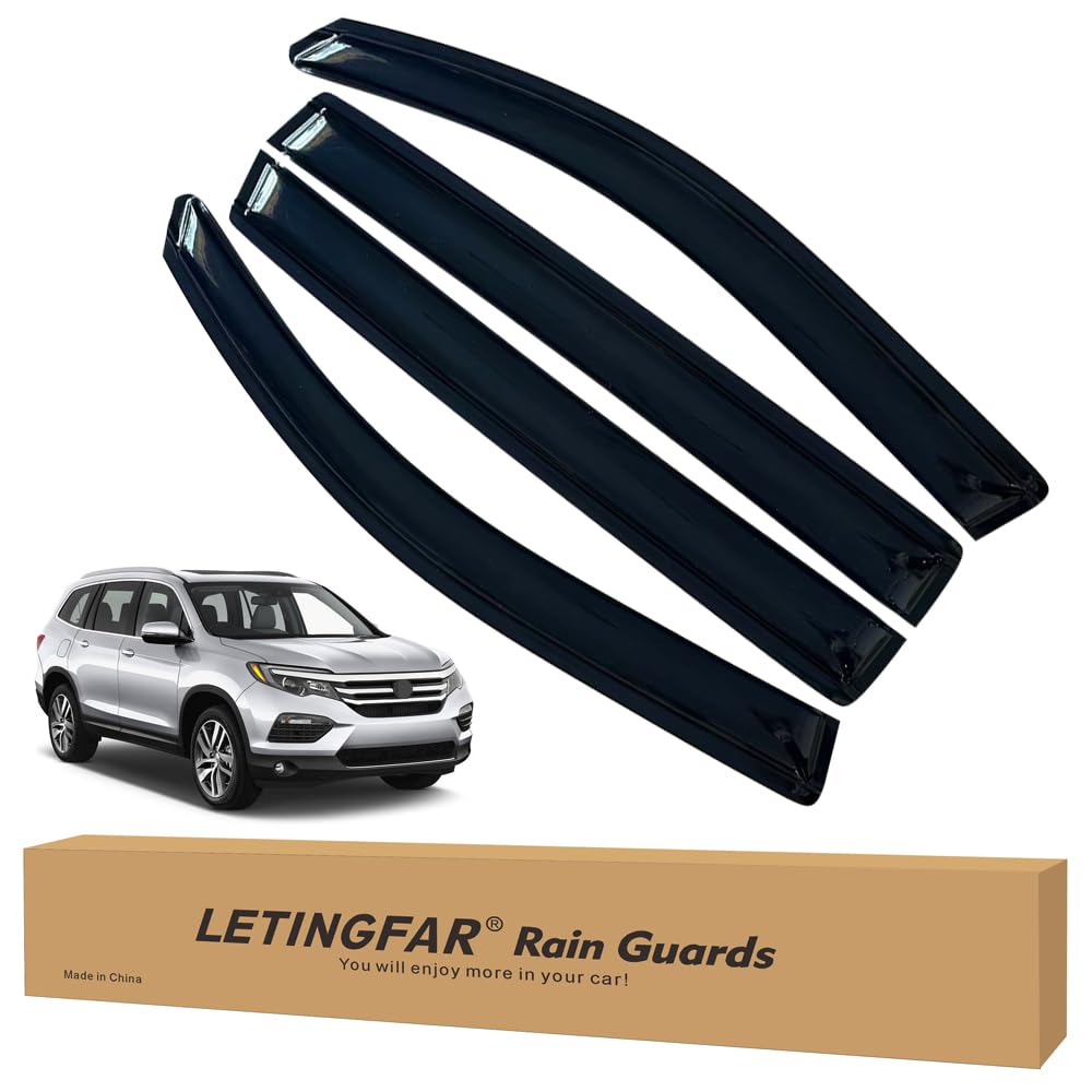 LETINGFAR Window Visors Rain Guards for Honda Pilot 2016 2017 2018 2019 2020 2021 2022 Accessories, Wind Deflectors Vent Shades 
