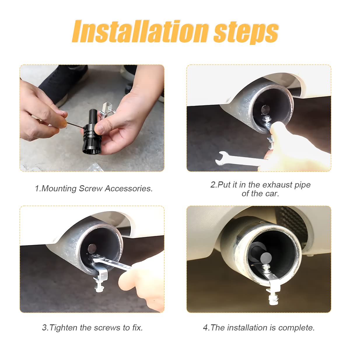 Moly Magnolia 2PCS Black Turbo Sound Whistle Simulator, Aluminum Alloy Blow Off Valve Muffler for Car Exhaust Roar Maker