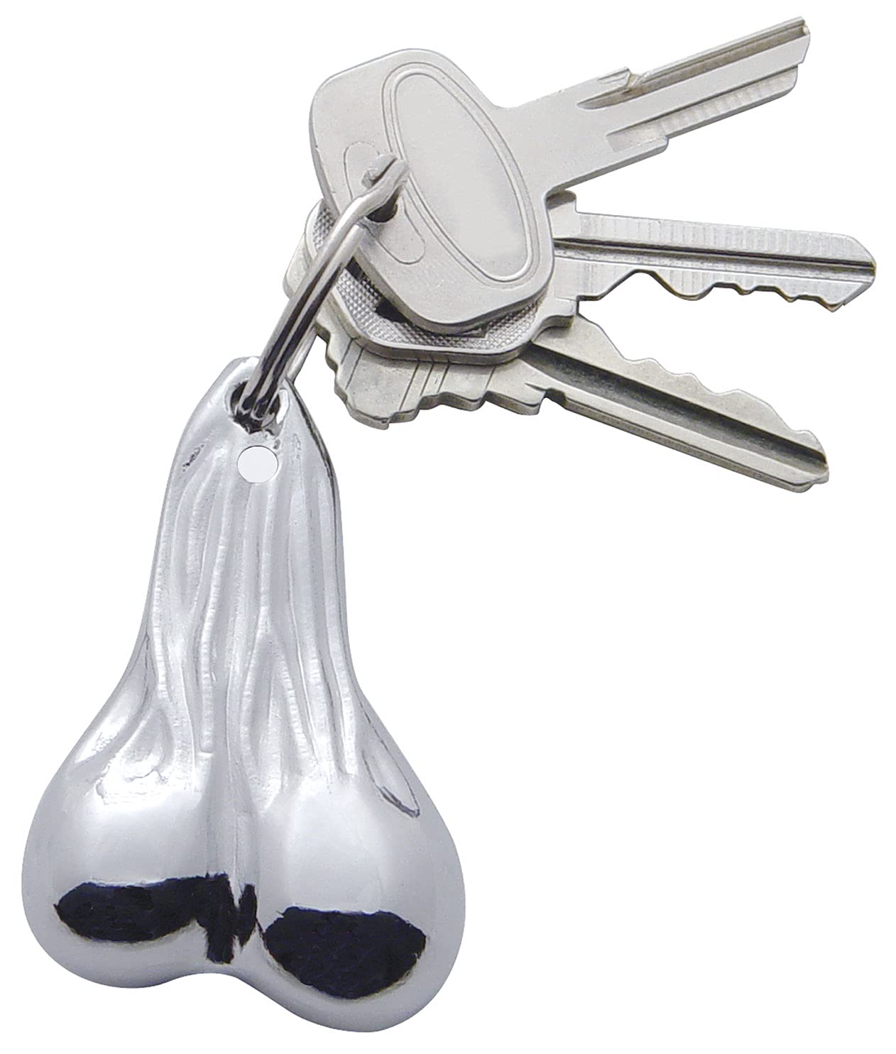 United Pacific 78010 2.5    Small Diecast Low-Hanging Balls Novelty Key Chain w/Key Ring, Chrome Plated, Gag Gifts, Solid Design