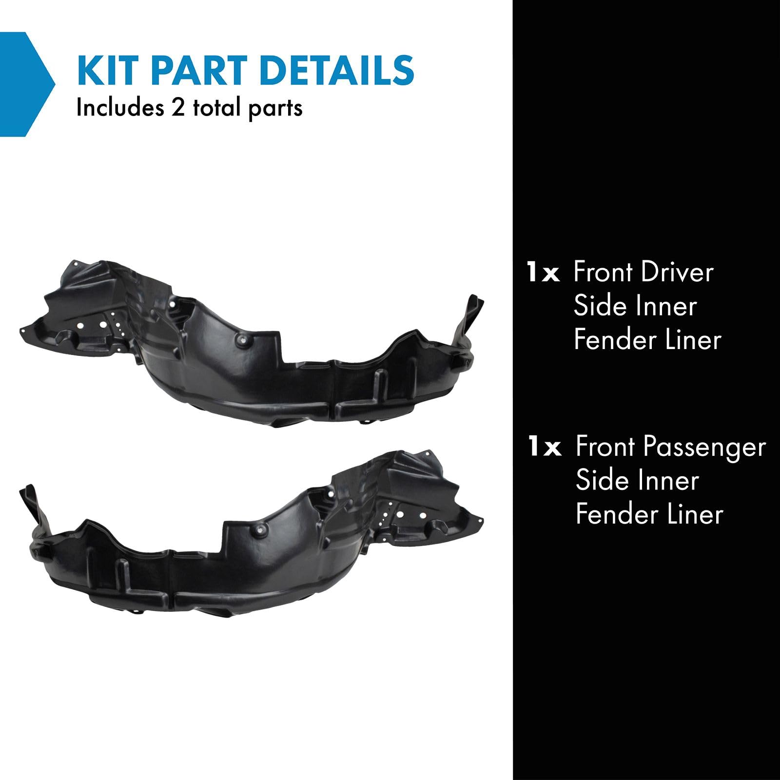 Trq Front Inner Fender Liner Set Compatible With 2008-2010 Scion Xb Sc1248106 Sc1249106