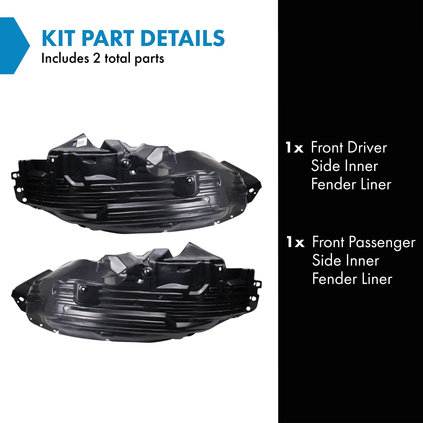 Trq Front Inner Fender Liner Set Compatible With 2005-2019 Nissan Frontier Ni1250128 Ni1251128