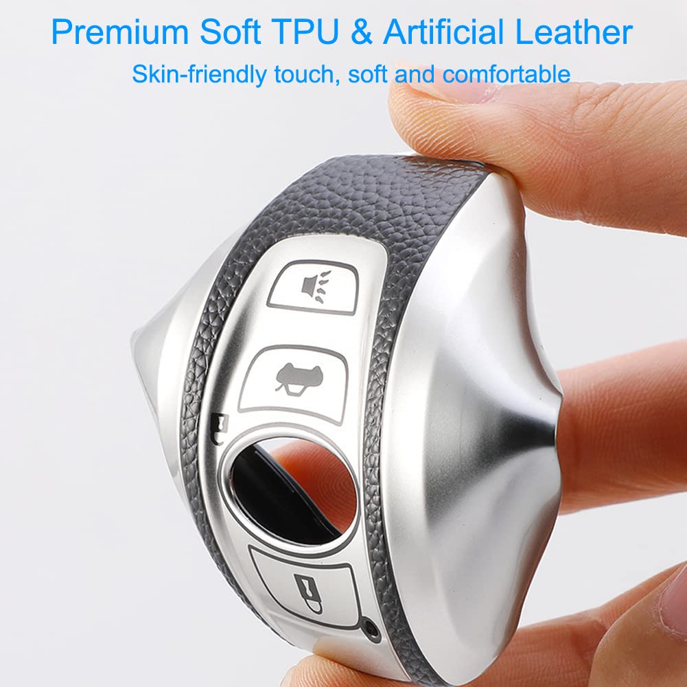 Cacacar For Subaru Key Fob Cover, Premium Soft Tpu Leather Full Cover Protection Key Fob Case For Subaru Forester Outback Brz Le