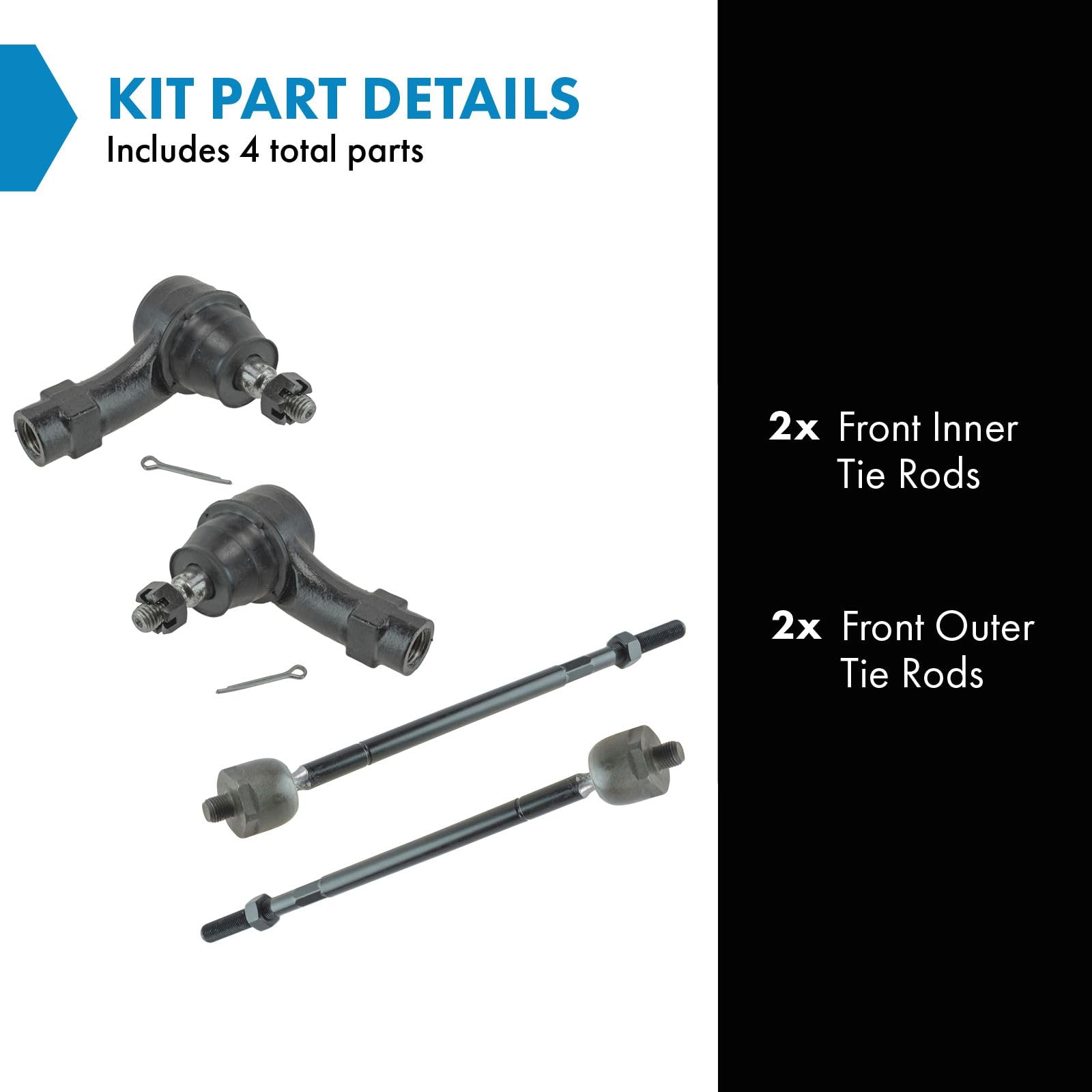 Trq Front Tie Rod Set Compatible With 2009-2011 Ford Focus