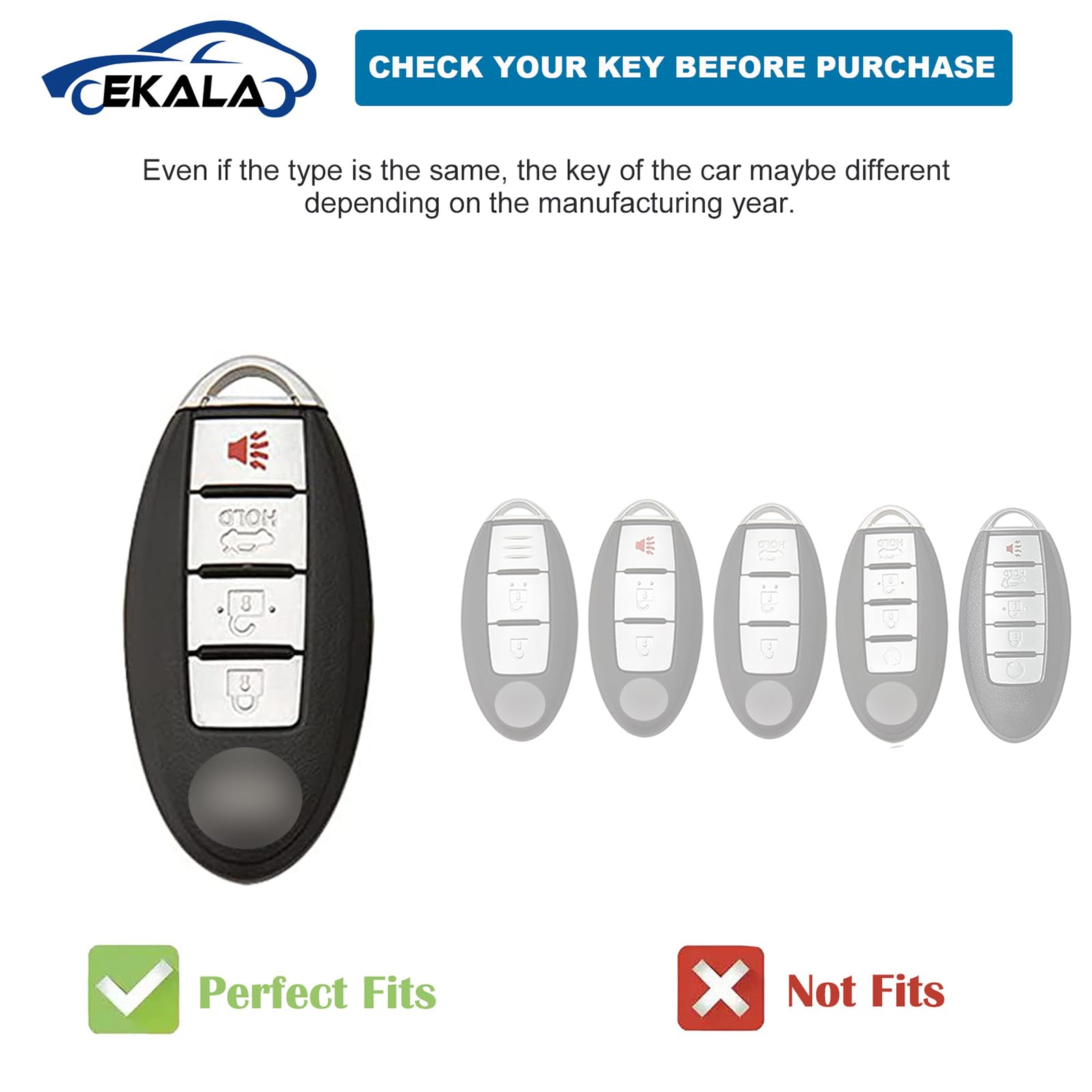 EKALA for Nissan Key Fob Cover Soft TPU Key Shells with Leather Keychain Lanyard Fit for Nissan Altima Armada Maxima Sentra Rogu