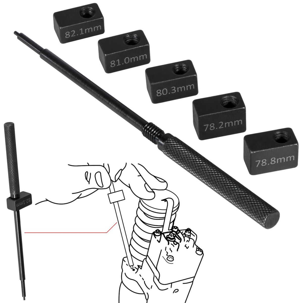 E-Cowlboy 3350 Injector Height Gauge Kit For Detroit Diesel Series 50 & 60 Engines, Plastic & Metal Body, Includes 78.2Mm, 78.8Mm, 80.3Mm, 81.0Mm & 82.1Mm Gauge Blocks, Hg - 1590