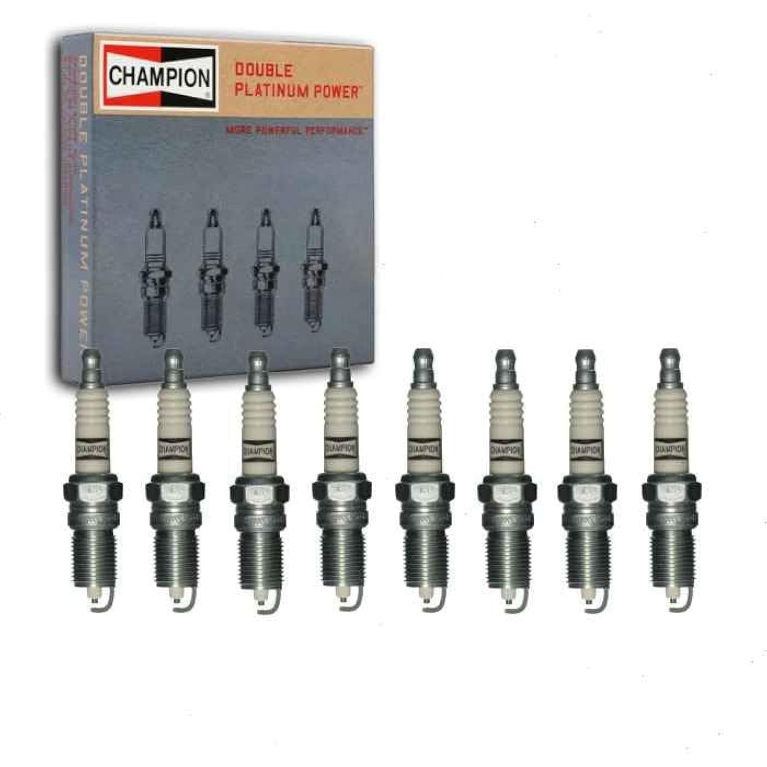 8 pc Champion Double Platinum Spark Plugs compatible with Chevrolet Silverado 1500 4.8L 5.3L 6.0L 6.2L V8 1999-2013