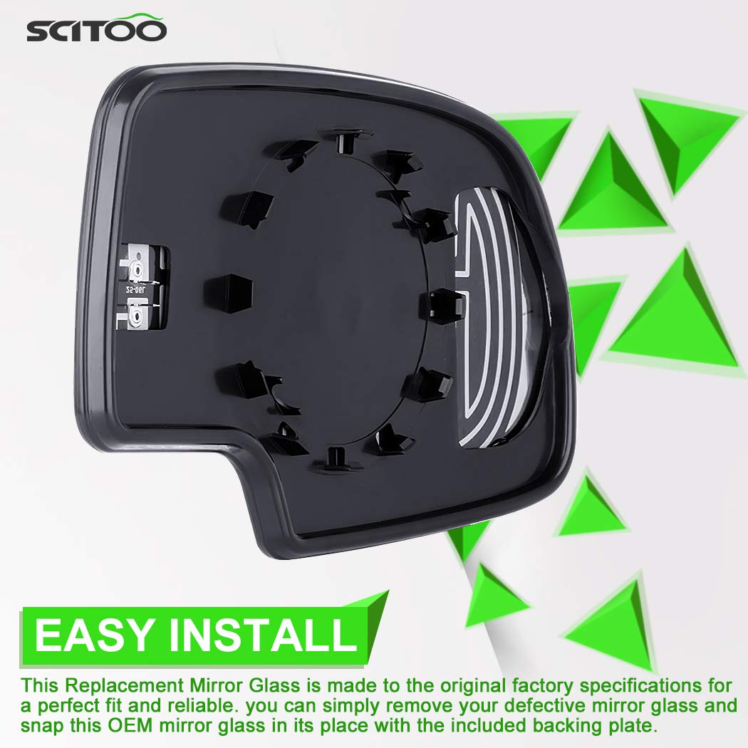 Scitoo Exterior Mirror Driver Side Glass Replacement Fit For 2003 2004 2005 2006 2007 For Chevy For Gmc Silverado Sierra 1500/2500 Hd/3500 Classic Models With Power Heated