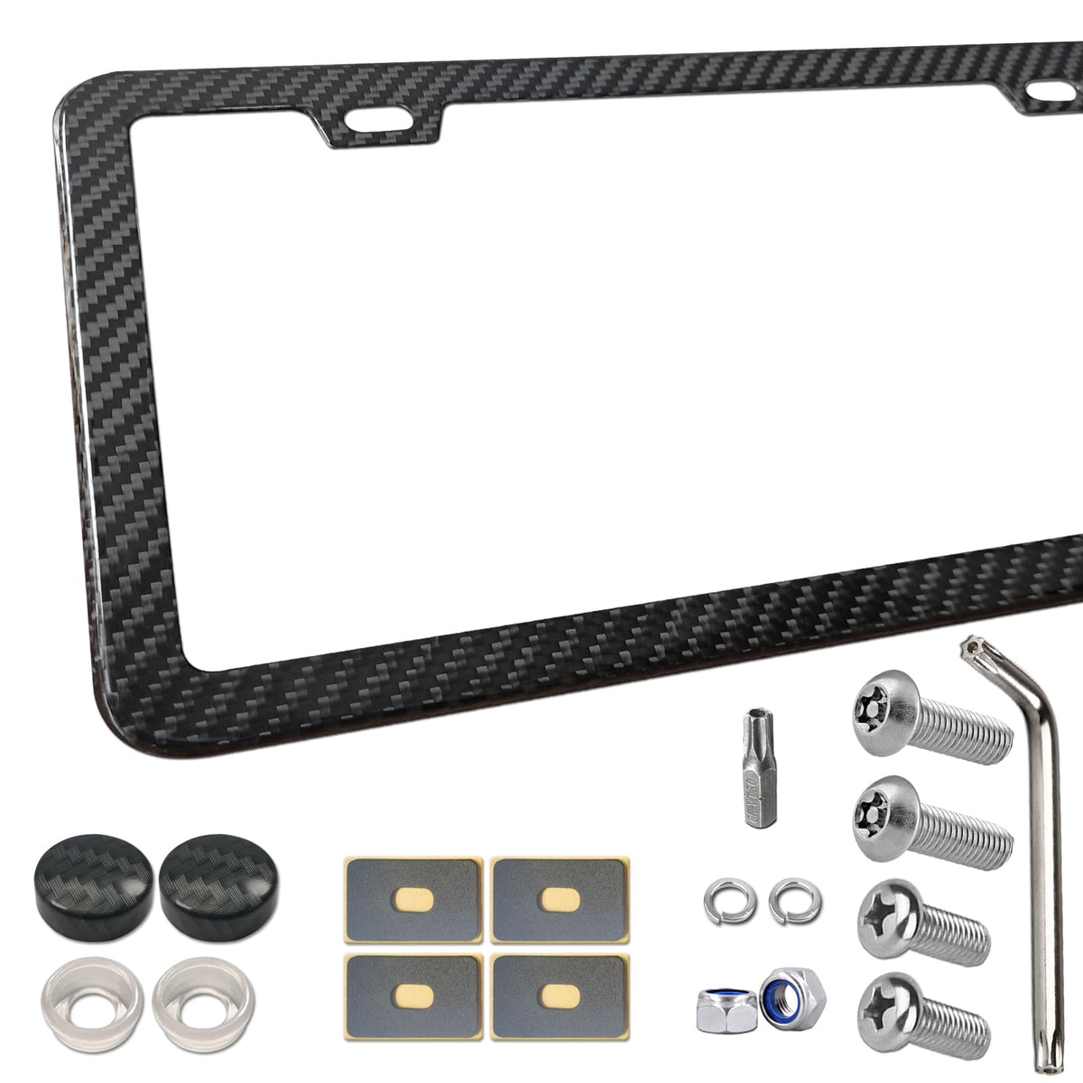 Bggtmo License Plate Frame Carbon Fiber - Stainless Steel License Plate Frames Handmade Covering 100% Real Carbon Fiber | Stainl
