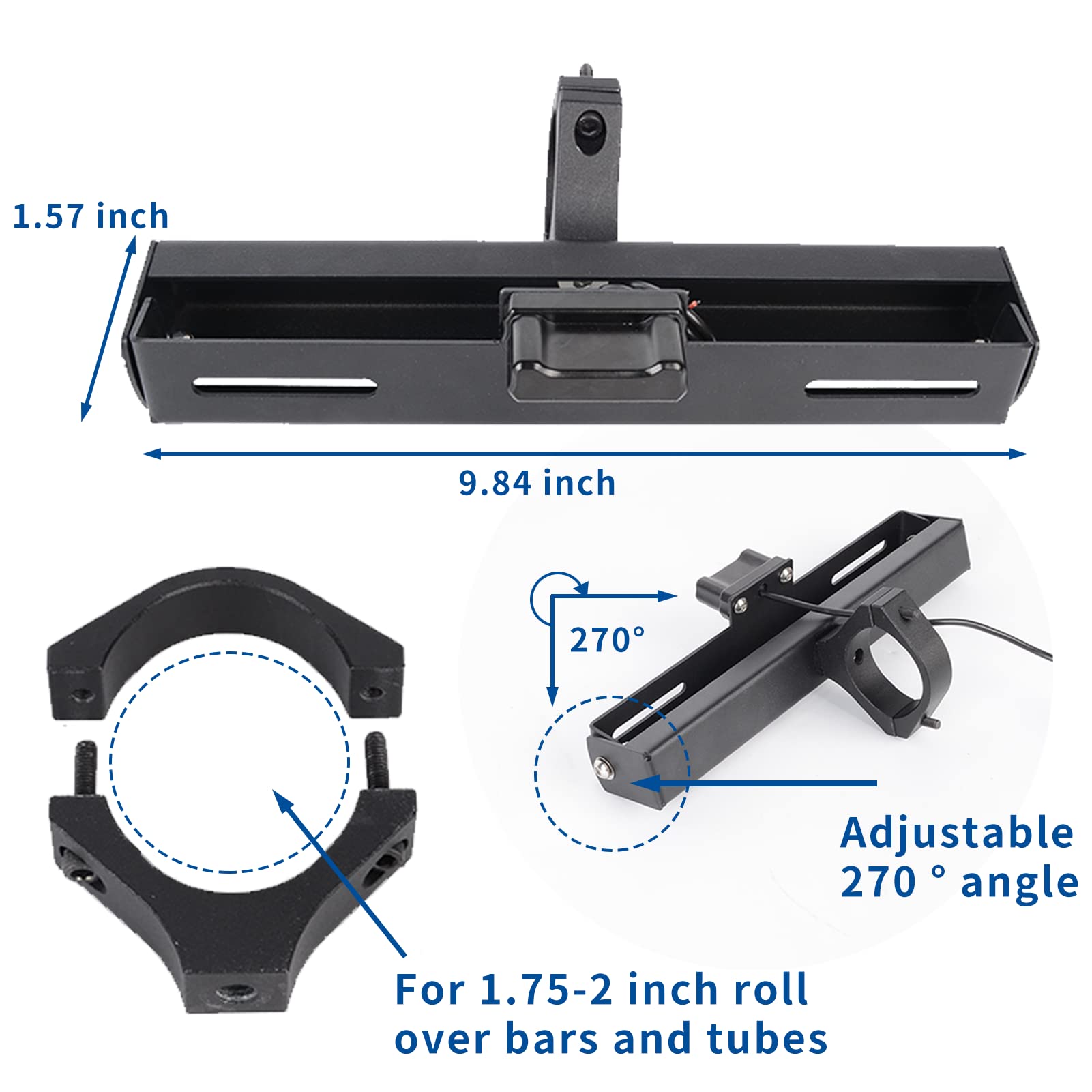 Maiker Aluminum UTV License Plate Frame with Light Compatible with Polaris Pioneer Talon Can-Am Maverick X3 Kawasaki Arctic Cat