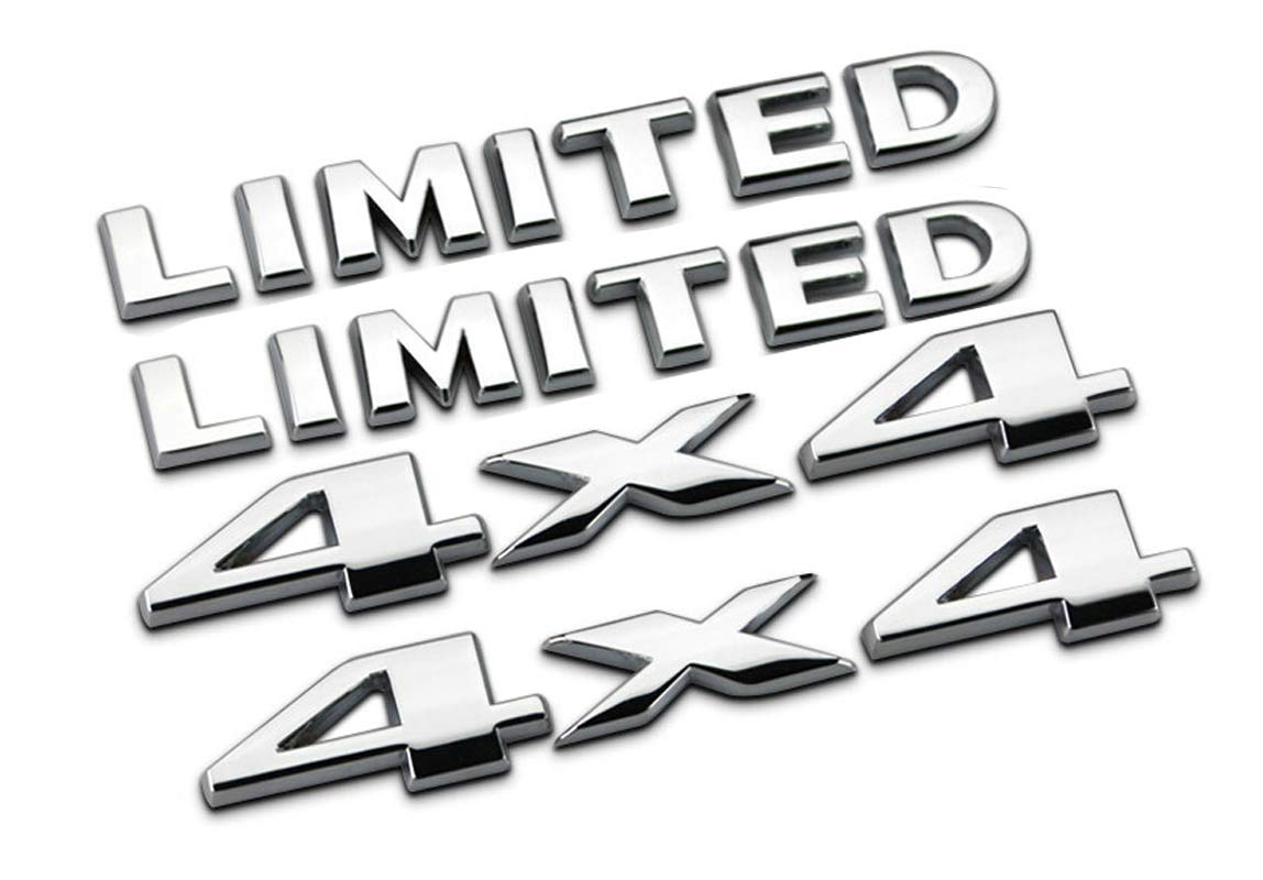 2Pcs(1Set) Auto Tuning 4X4 Logo 3D Decal Emblem Logo Sticker Nameplate Badge Compatible With Limited (Chrome)